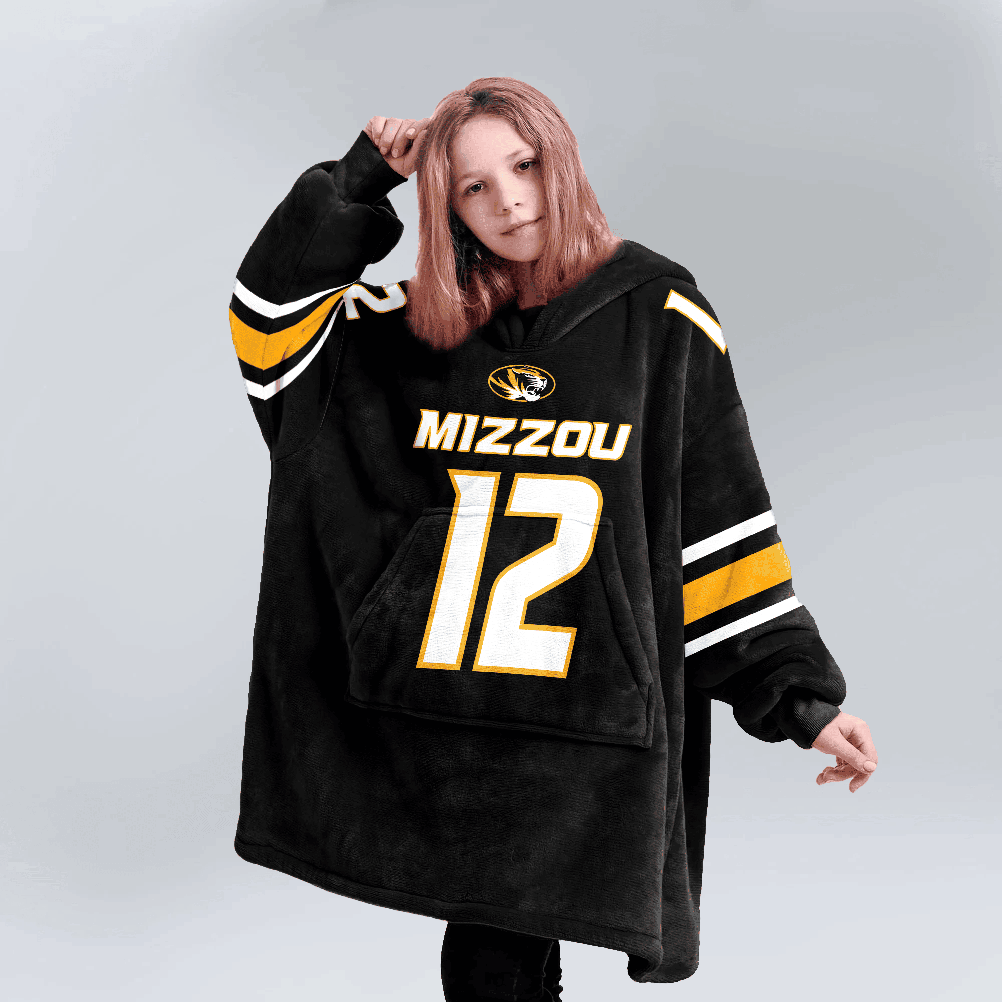 Adult 12 Missouri Football Unisex Blanket Hoodie
