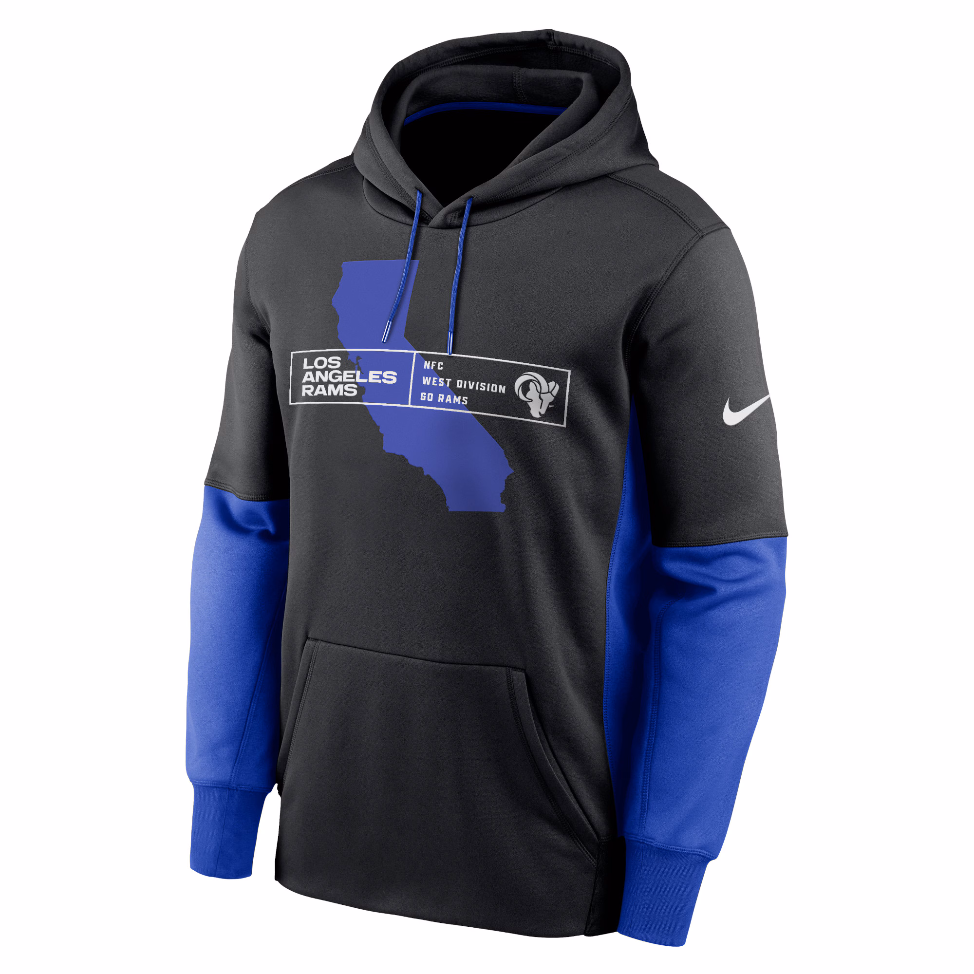 Los Angeles Rams Color Block Fleece Performance Pullover Hoodie - Black