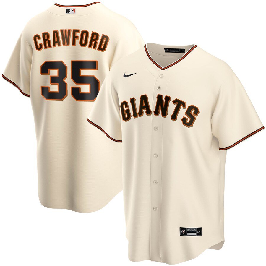 Men's  San Francisco Giants #35 Brandon Crawford Cream Home 2020 MLB Jersey