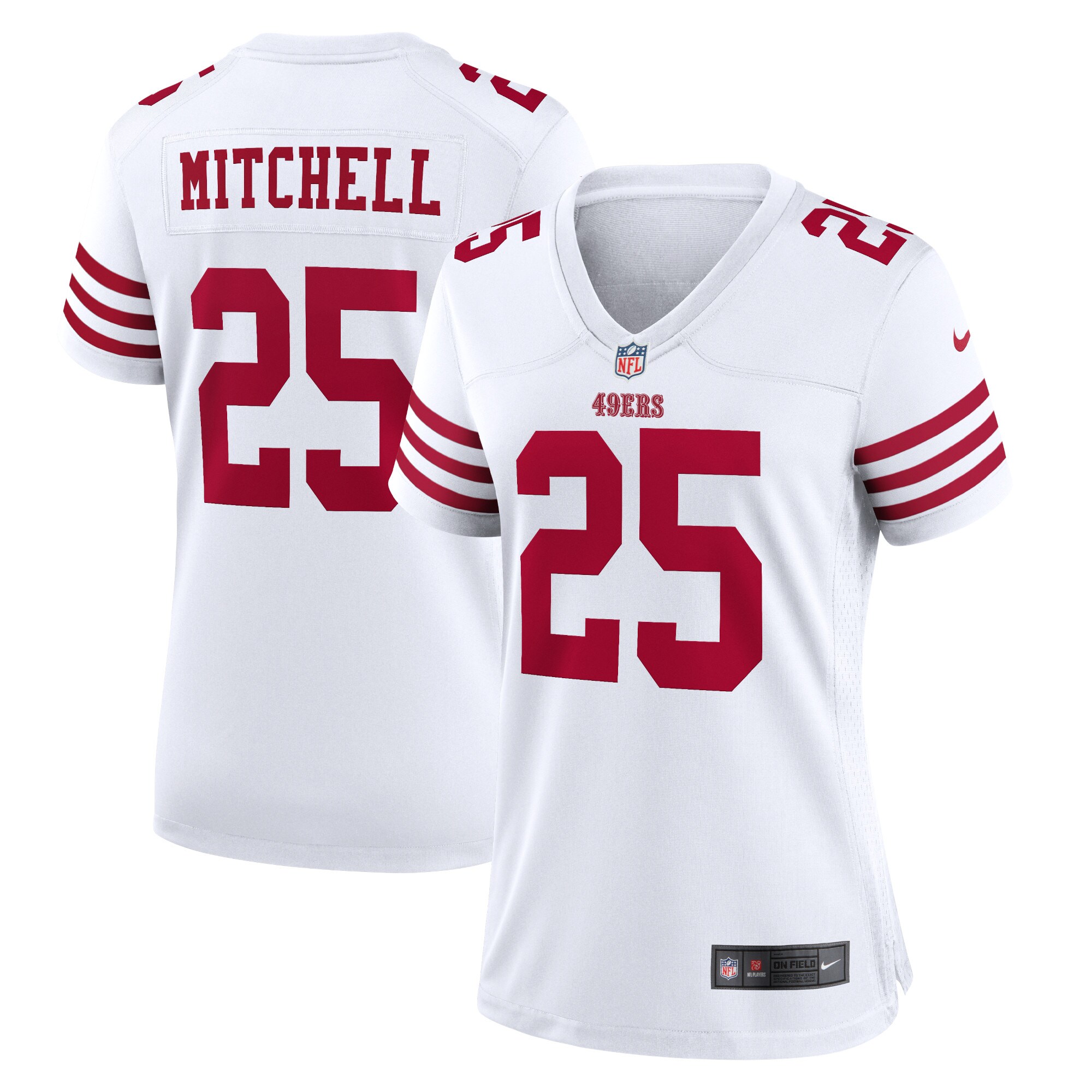 Elijah Mitchell San Francisco 49ers  Women's Player Game Jersey - White