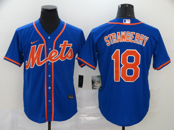 Men's New York Mets #18 Darryl Strawberry Blue Stitched MLB Cool Base  Jersey