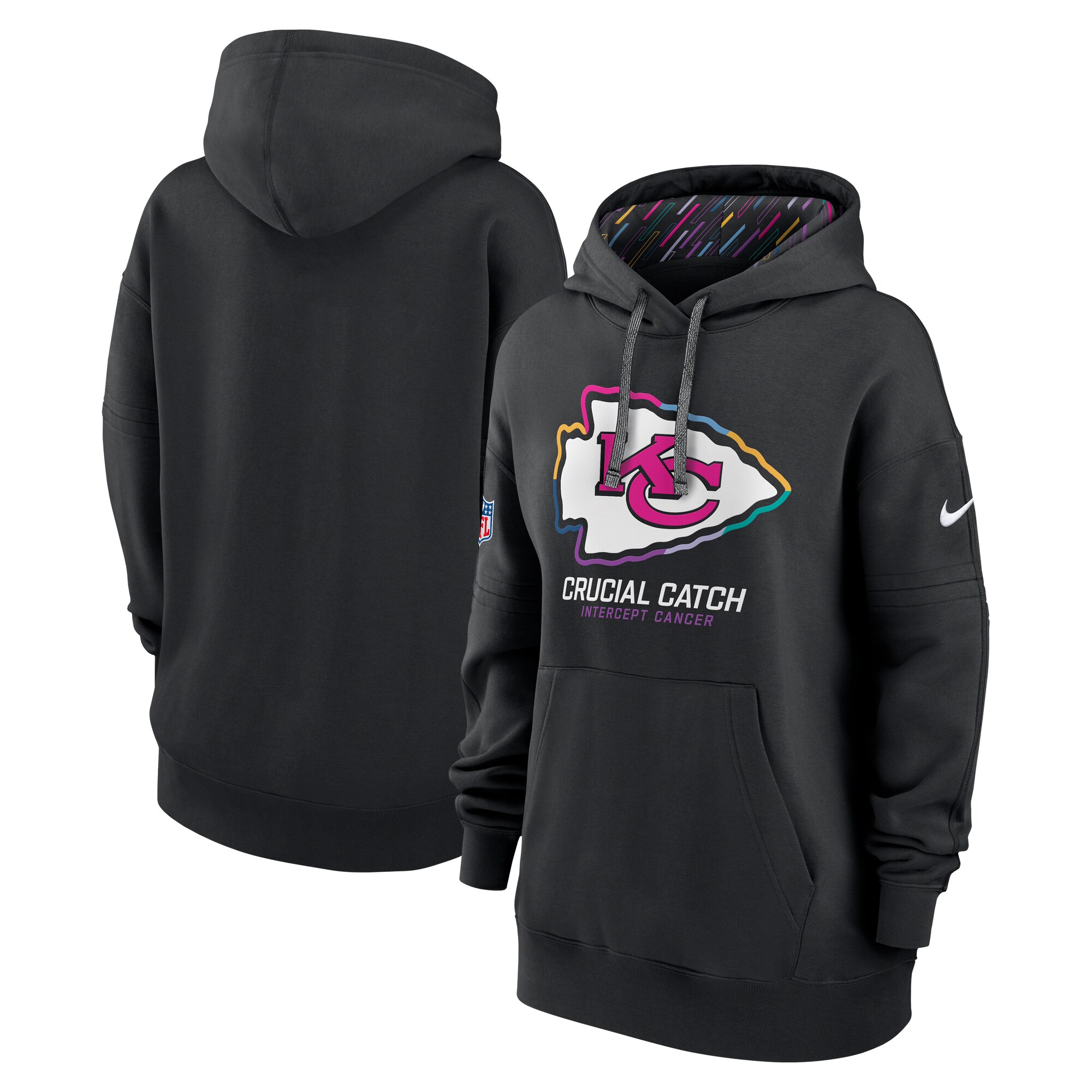 Kansas City Chiefs Women's 2024 NFL Crucial Catch Club Pullover Hoodie - Black