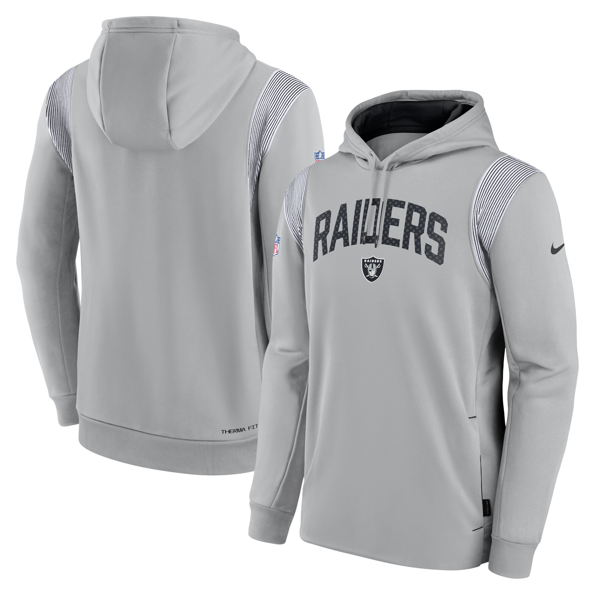 Las Vegas Raiders Sideline Athletic Stack Performance Pullover Hoodie - Silver