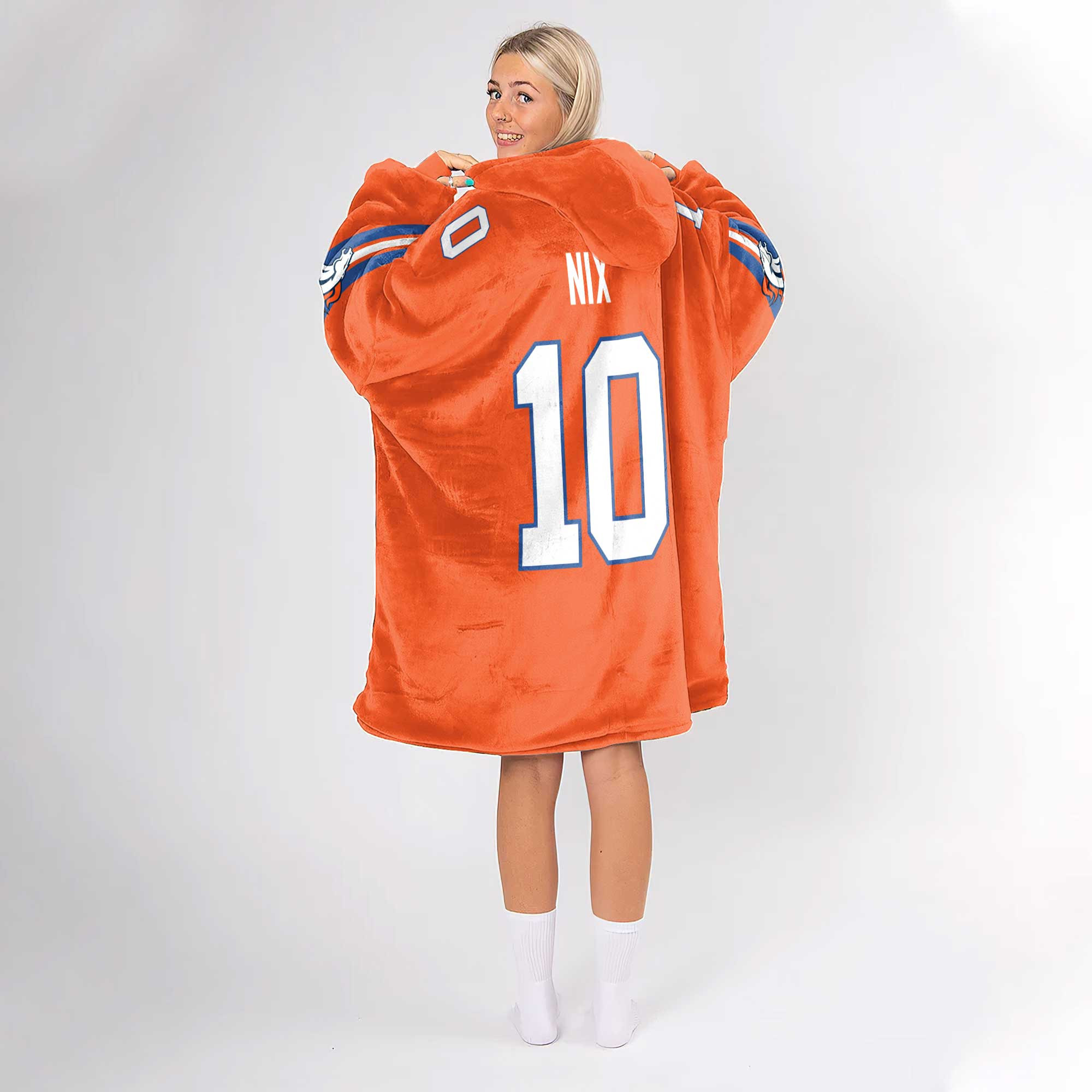 She Loves The D Denver Football Unisex Blanket Hoodie