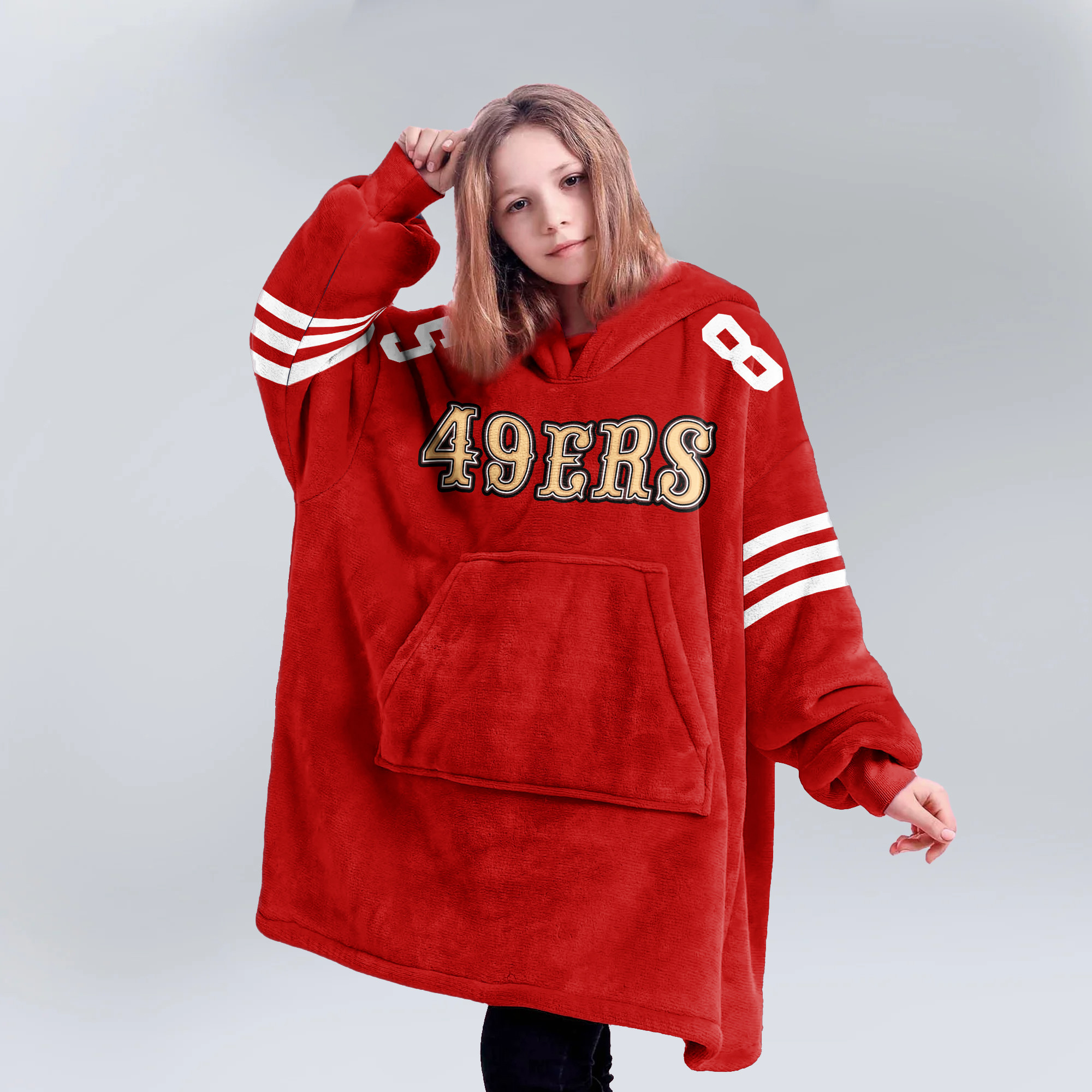 Adult 85 San Francisco 49ers Football Unisex Blanket Hoodie