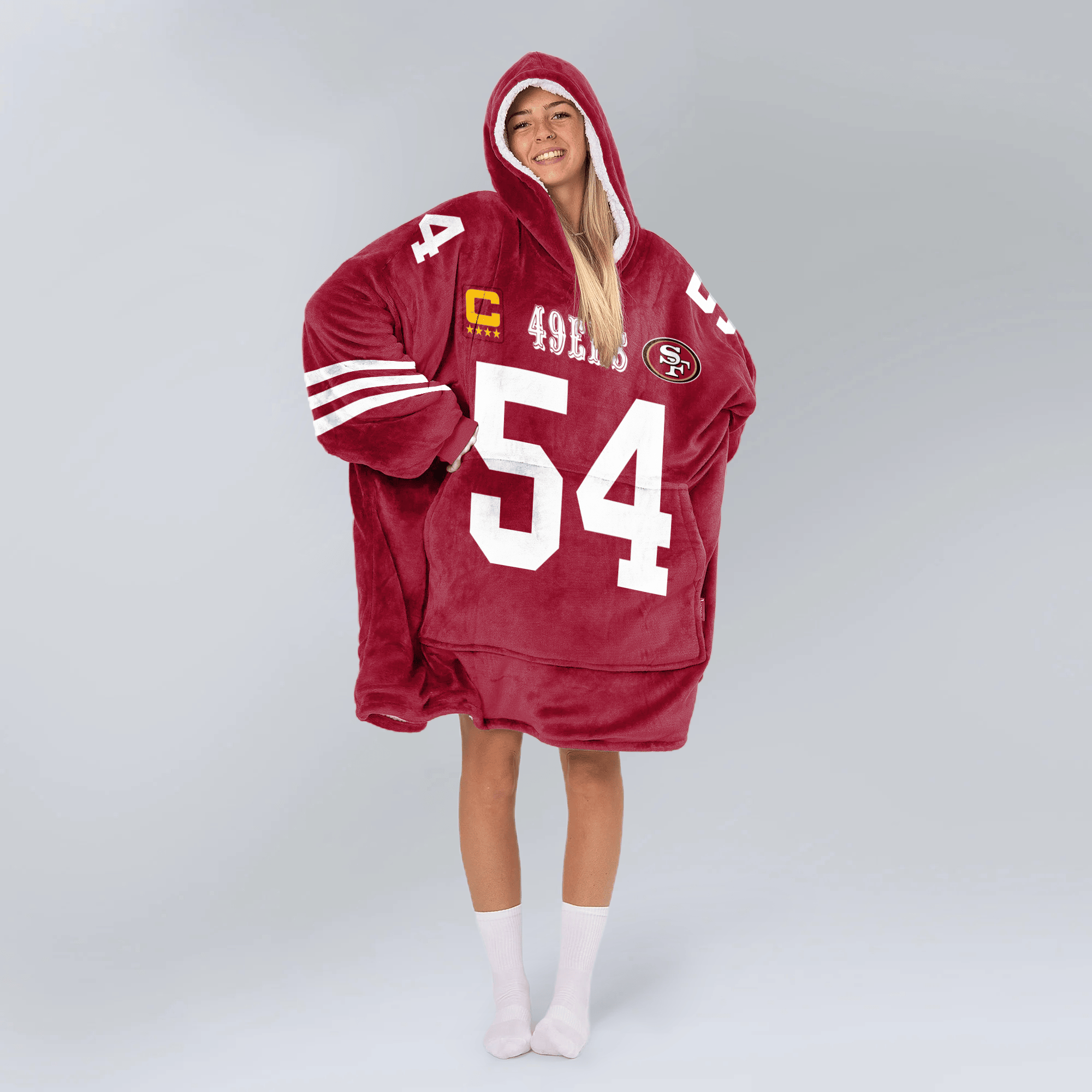 Adult F.W 54 Captain San Francisco 49ers Football Unisex Blanket Hoodie
