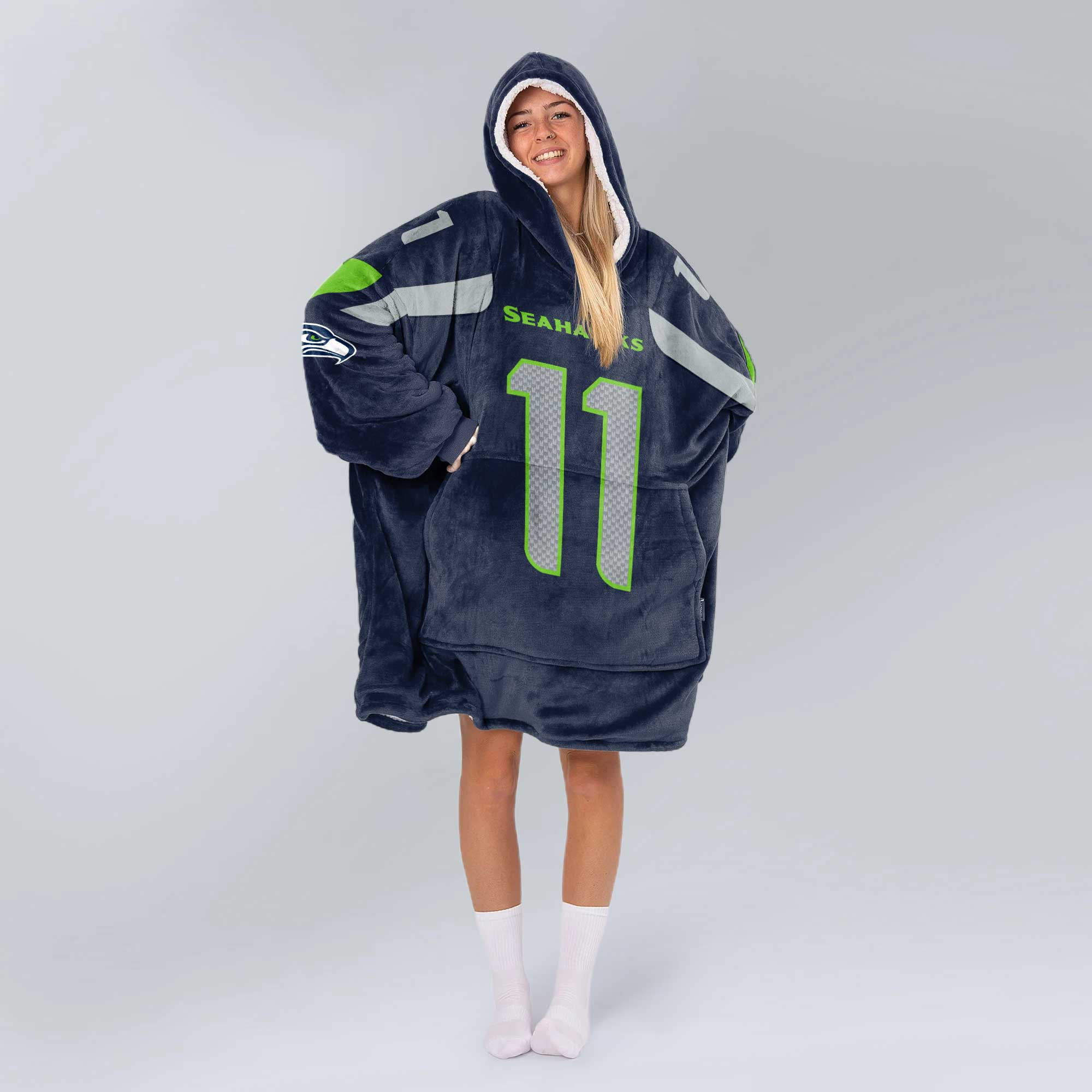 Adult 11 Seattle Football Unisex Blanket Hoodie