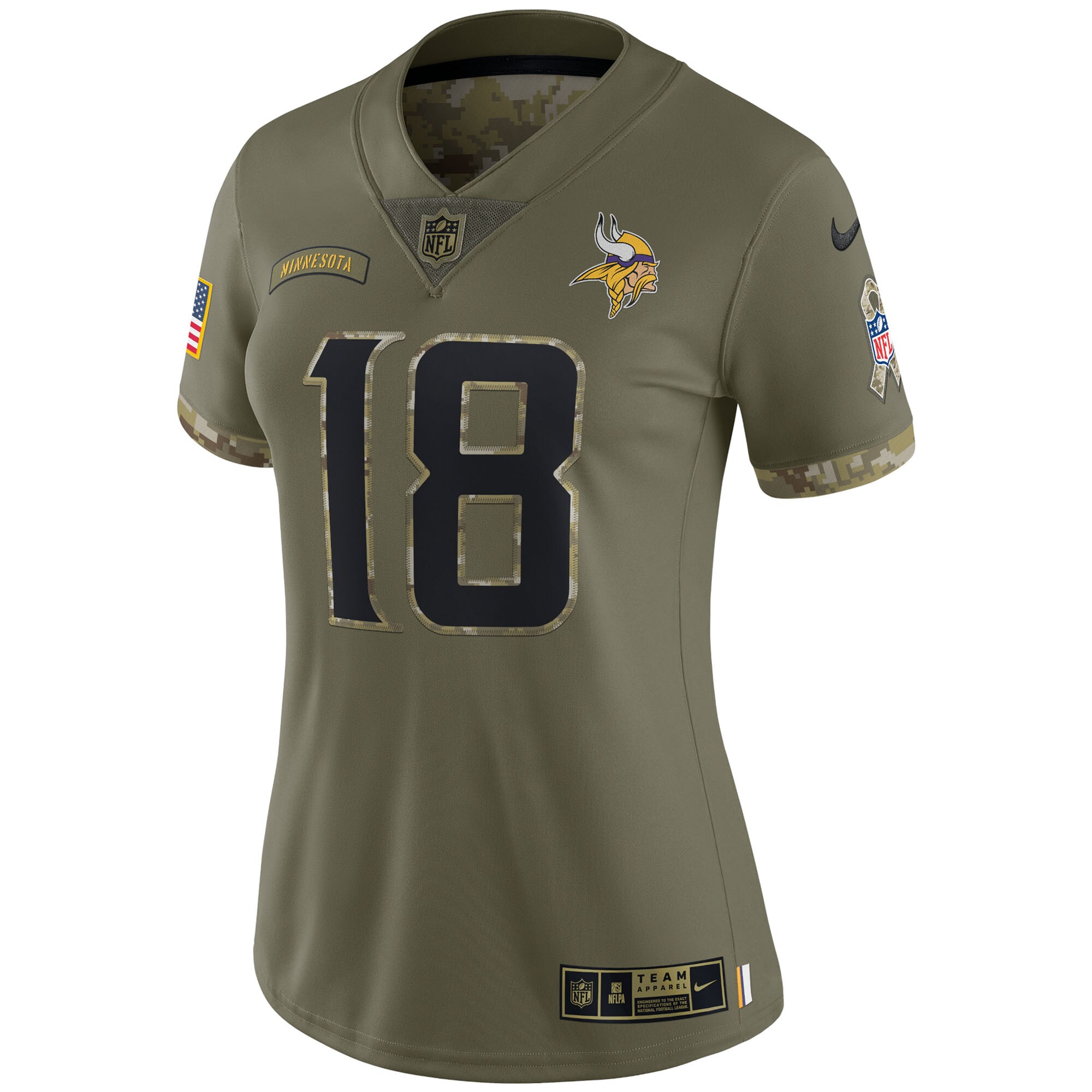 Justin Jefferson Minnesota Vikings  Women's 2022 Salute To Service Limited Jersey - Olive
