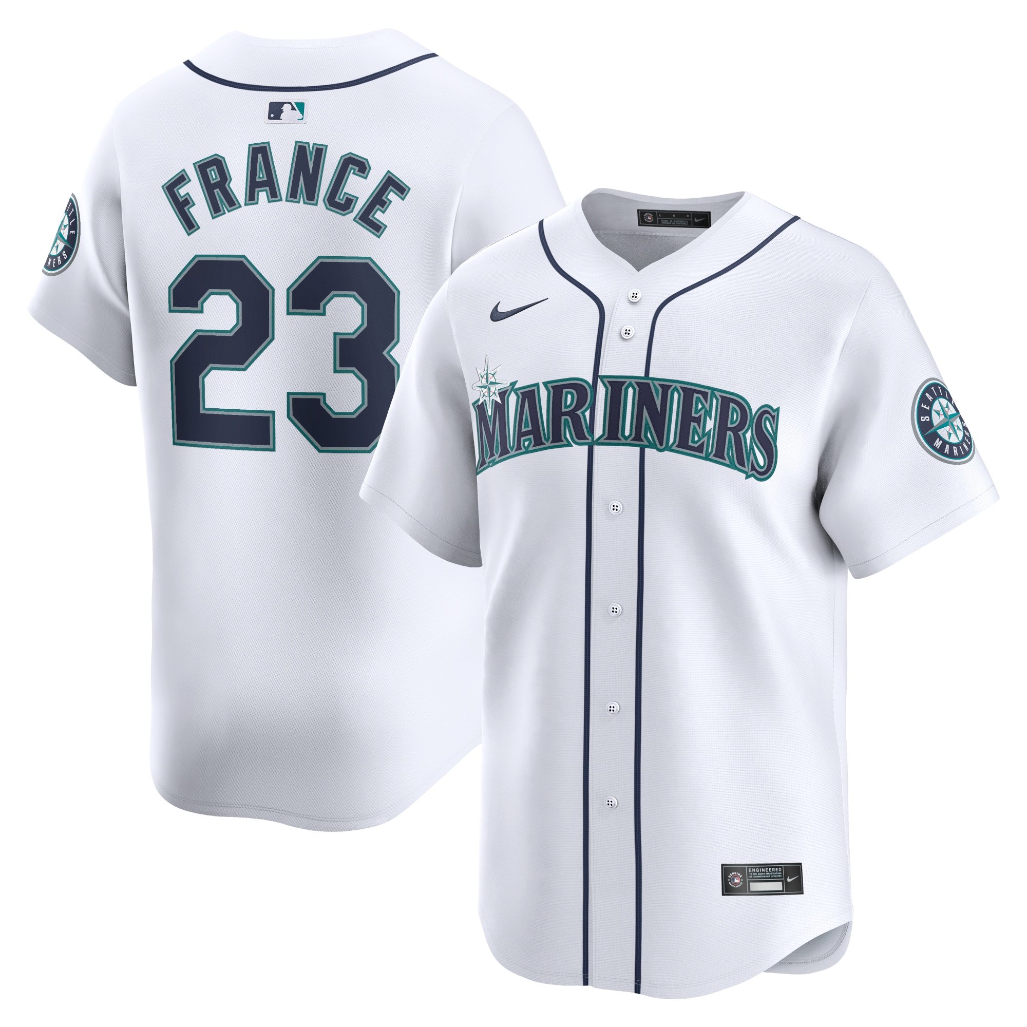 Men's Seattle Mariners Ty France  White Home Limited Player Jersey