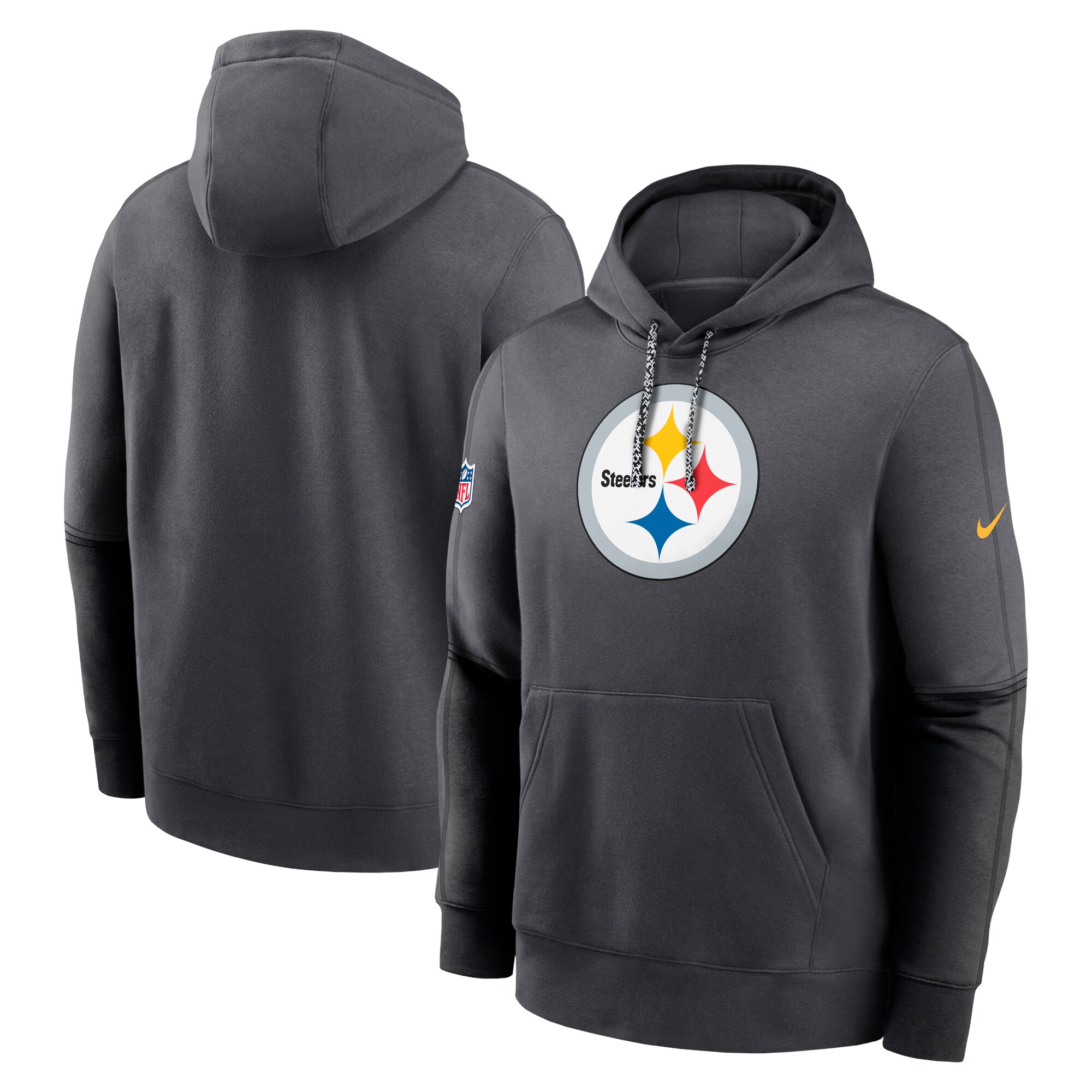 Pittsburgh Steelers 2024 Sideline Club Pullover Hoodie - Anthracite