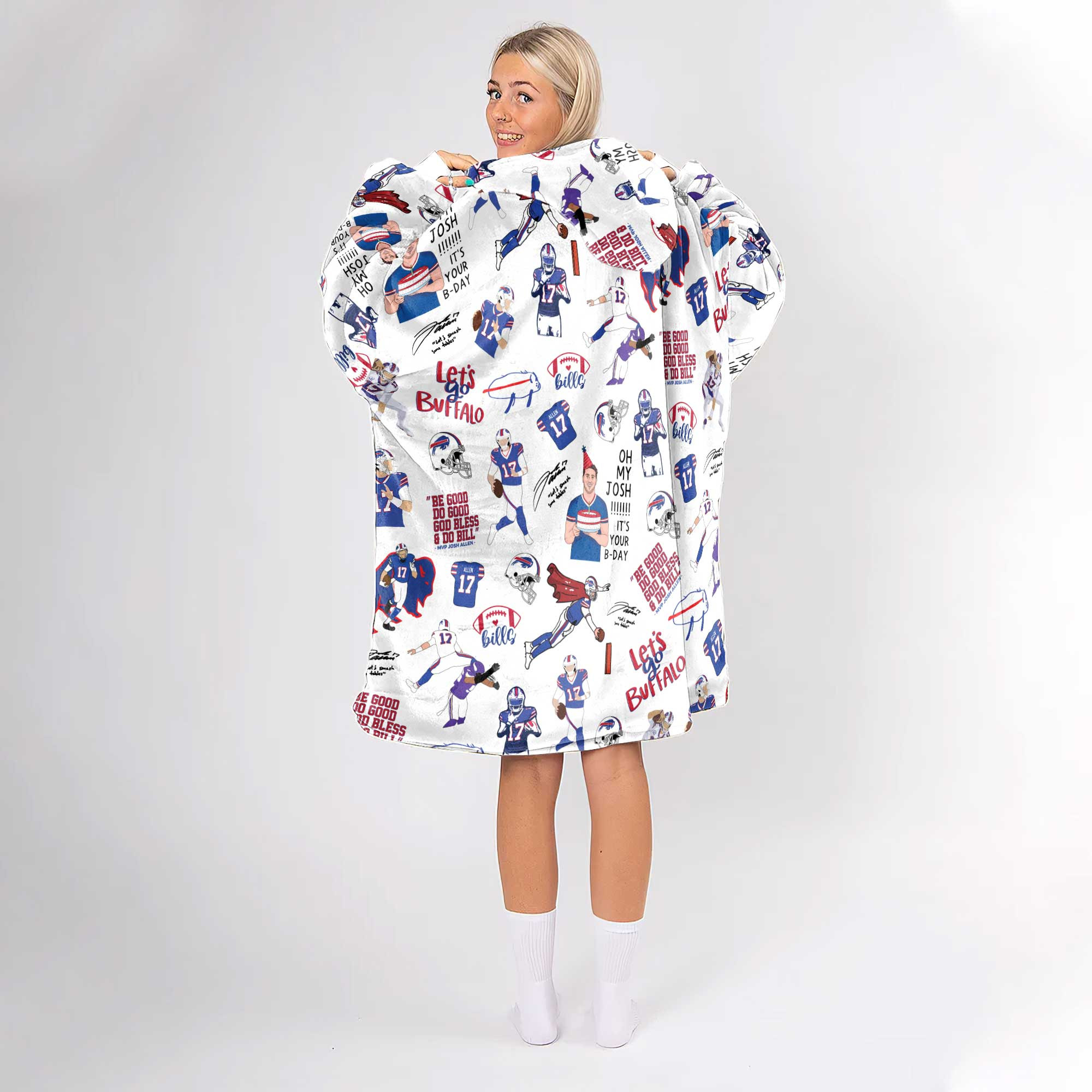 Pattern J.A 17 Buffalo Football Unisex Blanket Hoodie