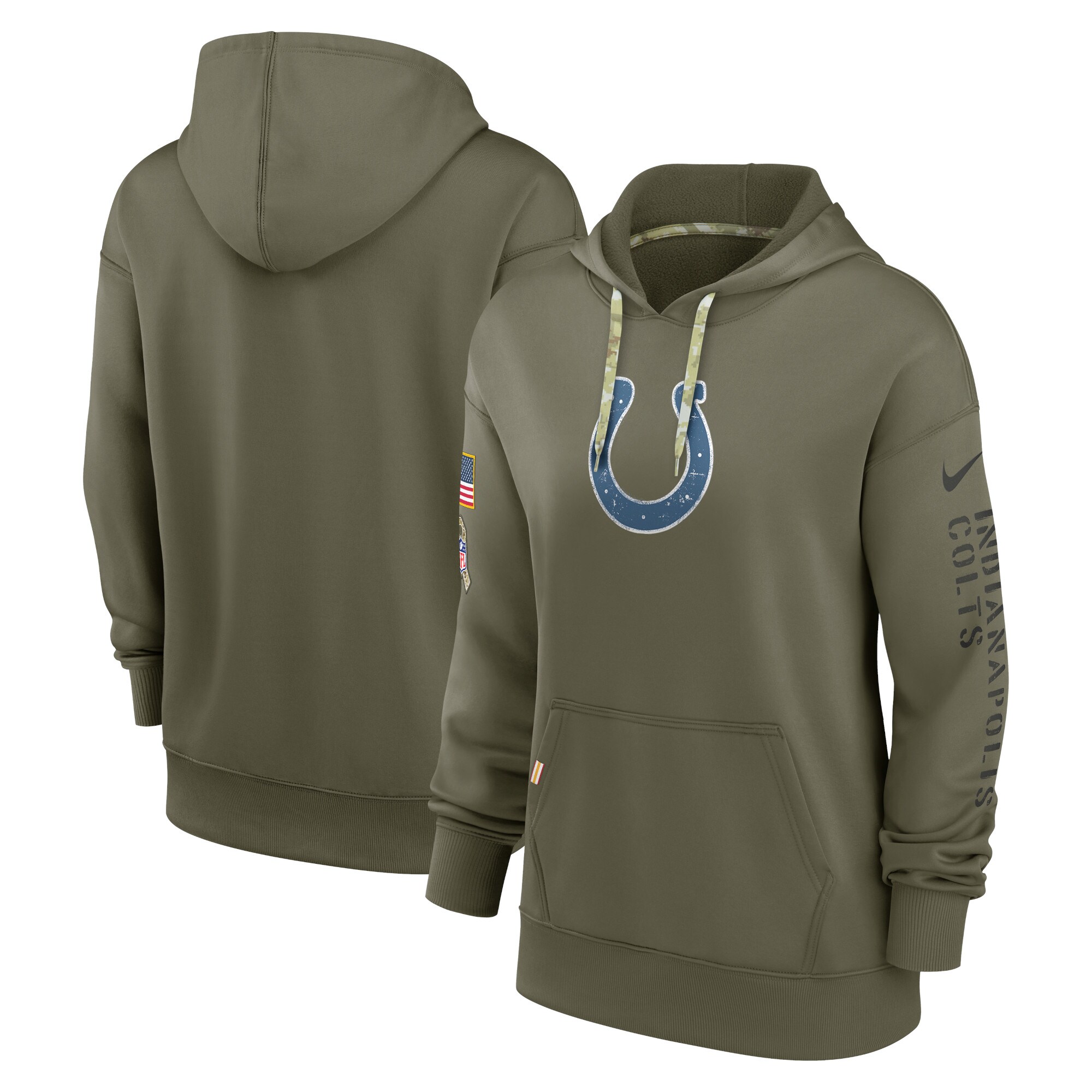 Indianapolis Colts Women's 2022 Salute To Service Performance Pullover Hoodie - Olive
