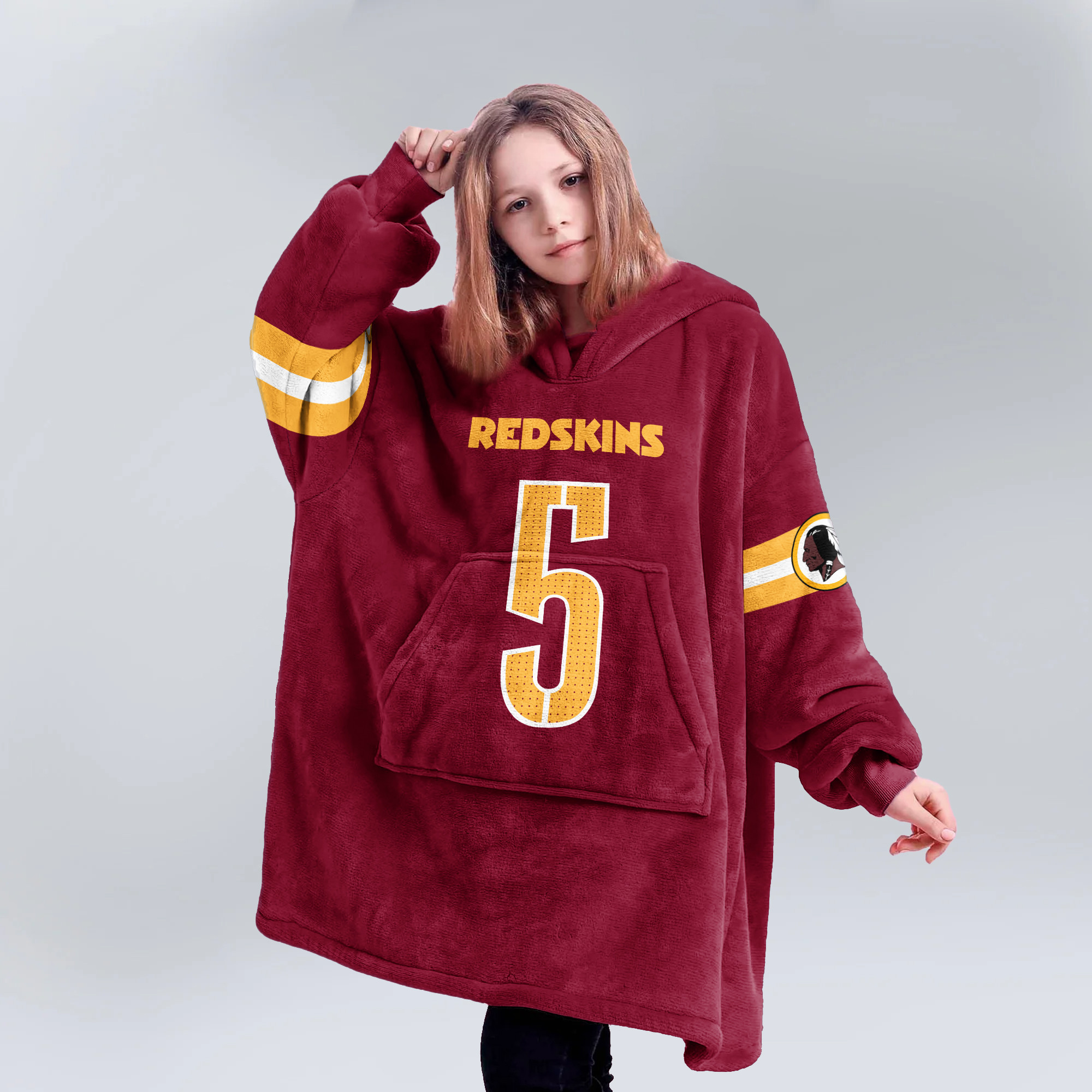 Adult 5 Washington Football Unisex Blanket Hoodie