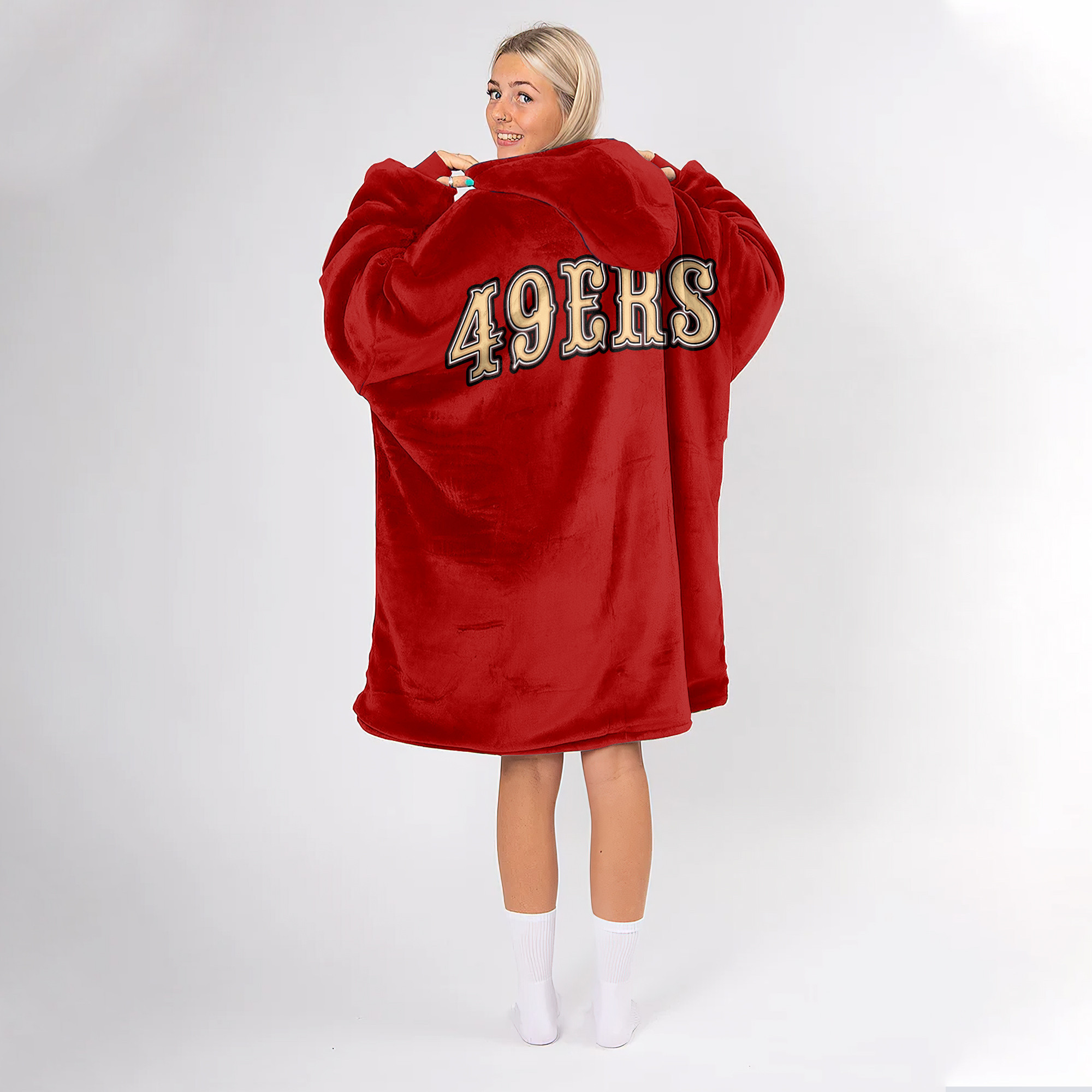 Adult Niner Football Unisex Blanket Hoodie