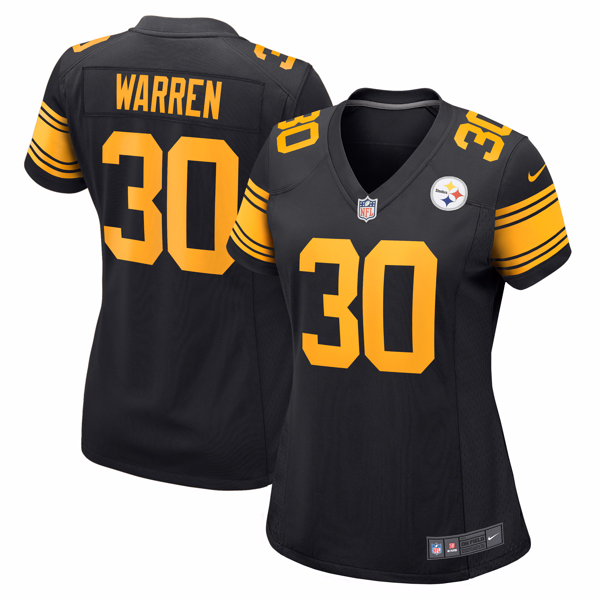 Jaylen Warren Pittsburgh Steelers Women's Alternate Game Jersey -  Black