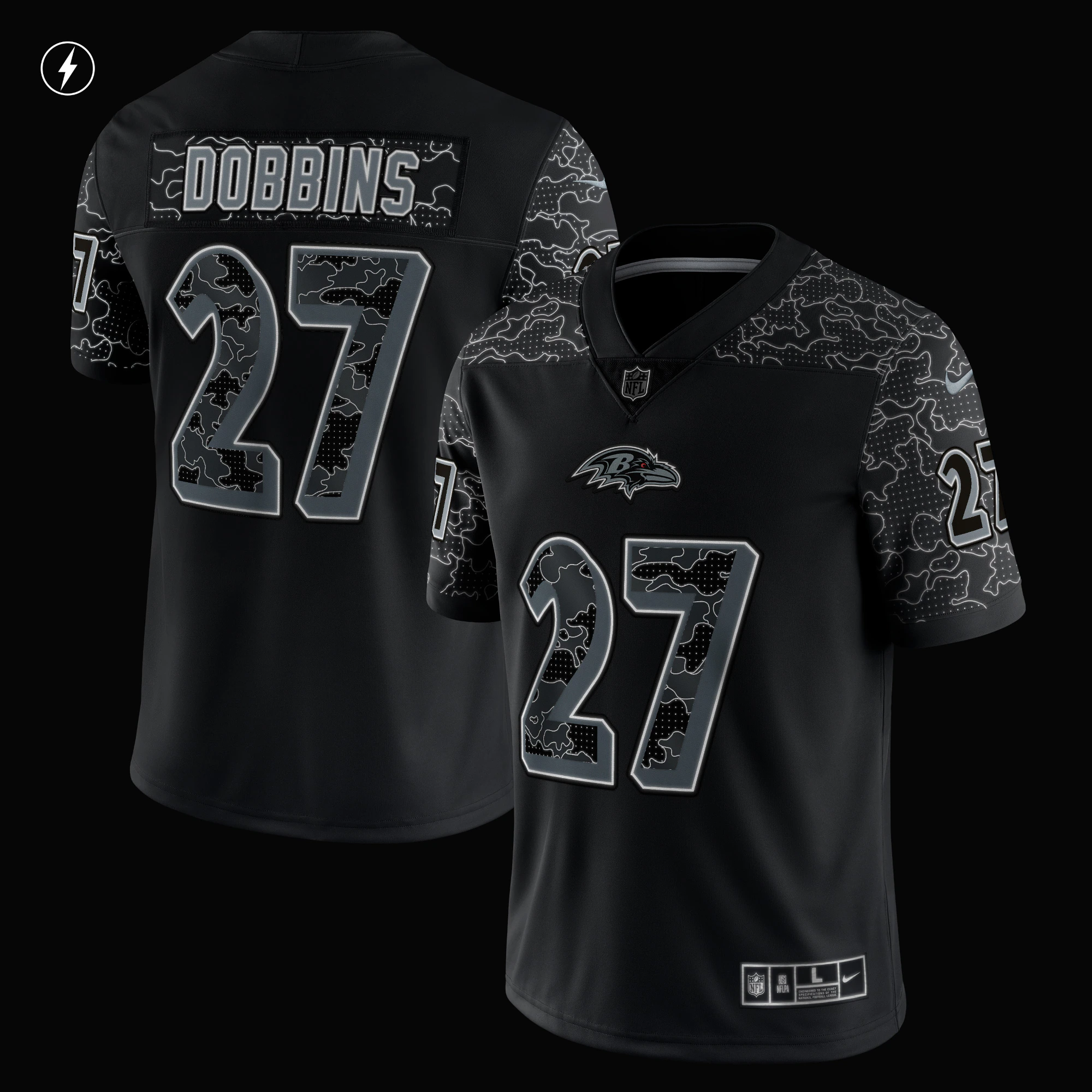 J.K. Dobbins Baltimore Ravens RFLCTV Limited Jersey - Black