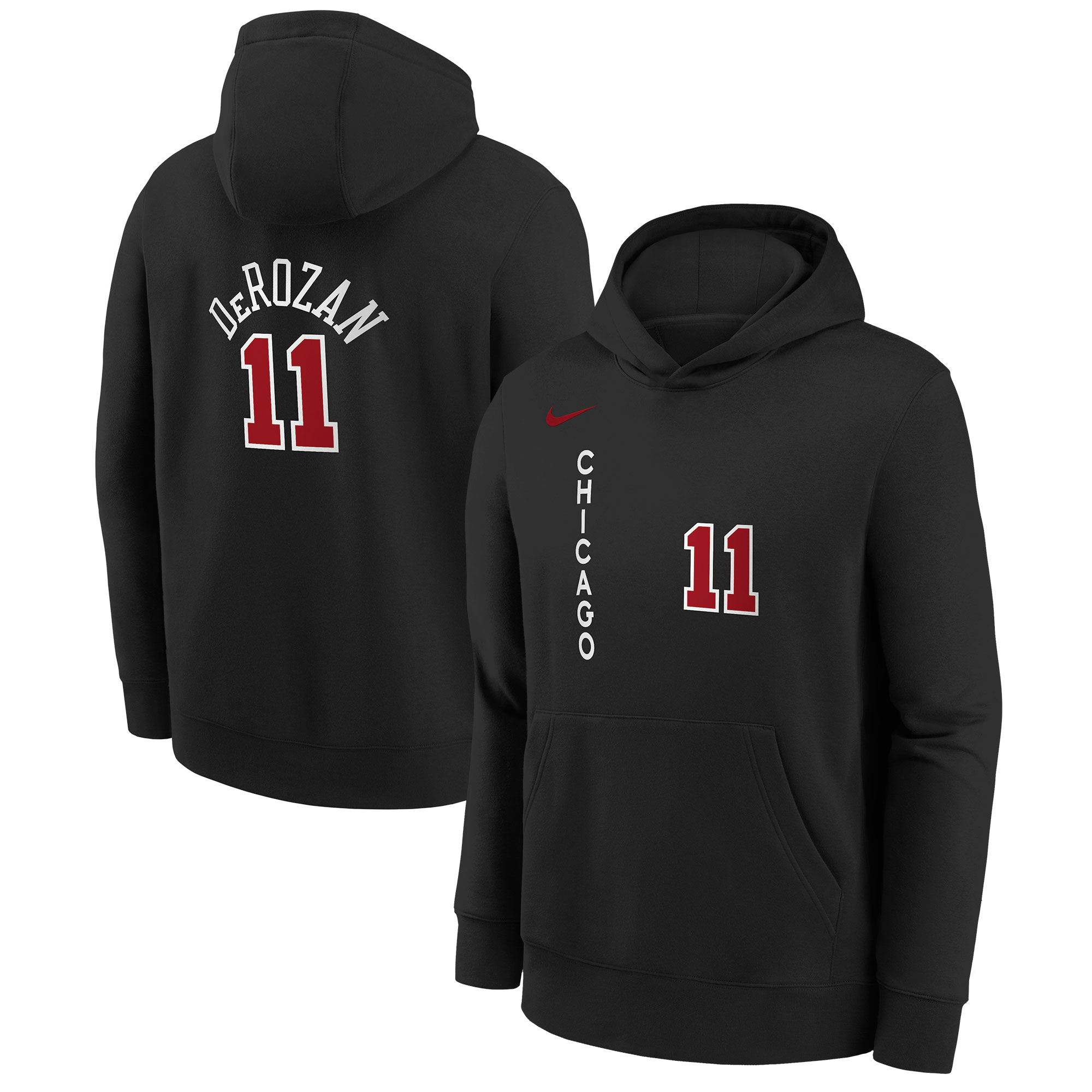 Youth Chicago Bulls DeMar DeRozan  Black 2023/24 City Edition Name & Number Pullover Hoodie