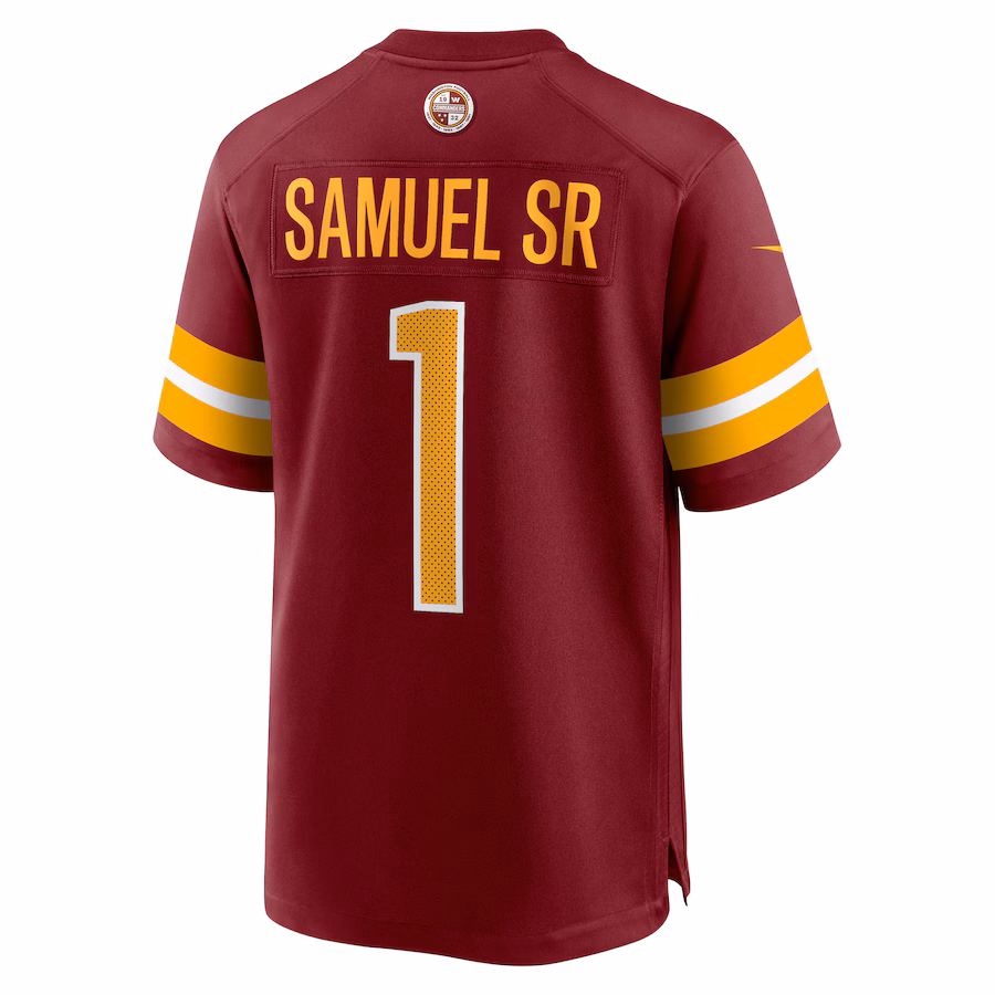 Men's Deebo Samuel Sr #1 Burgundy Washington Commanders Game Player Jersey