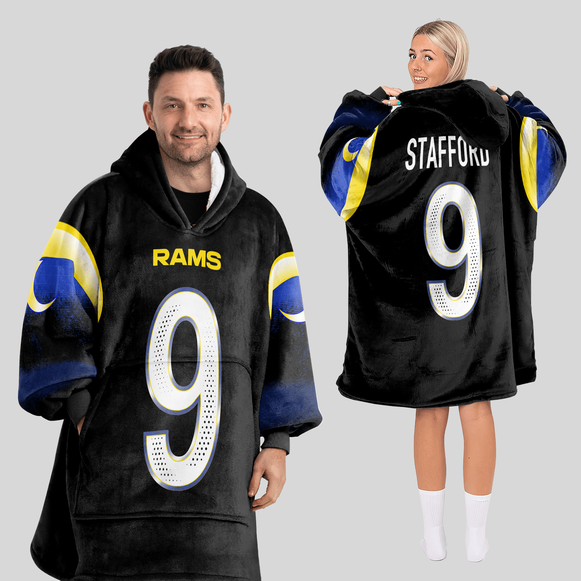 Adult M.S 9 Los Angeles R Football Unisex Blanket Hoodie