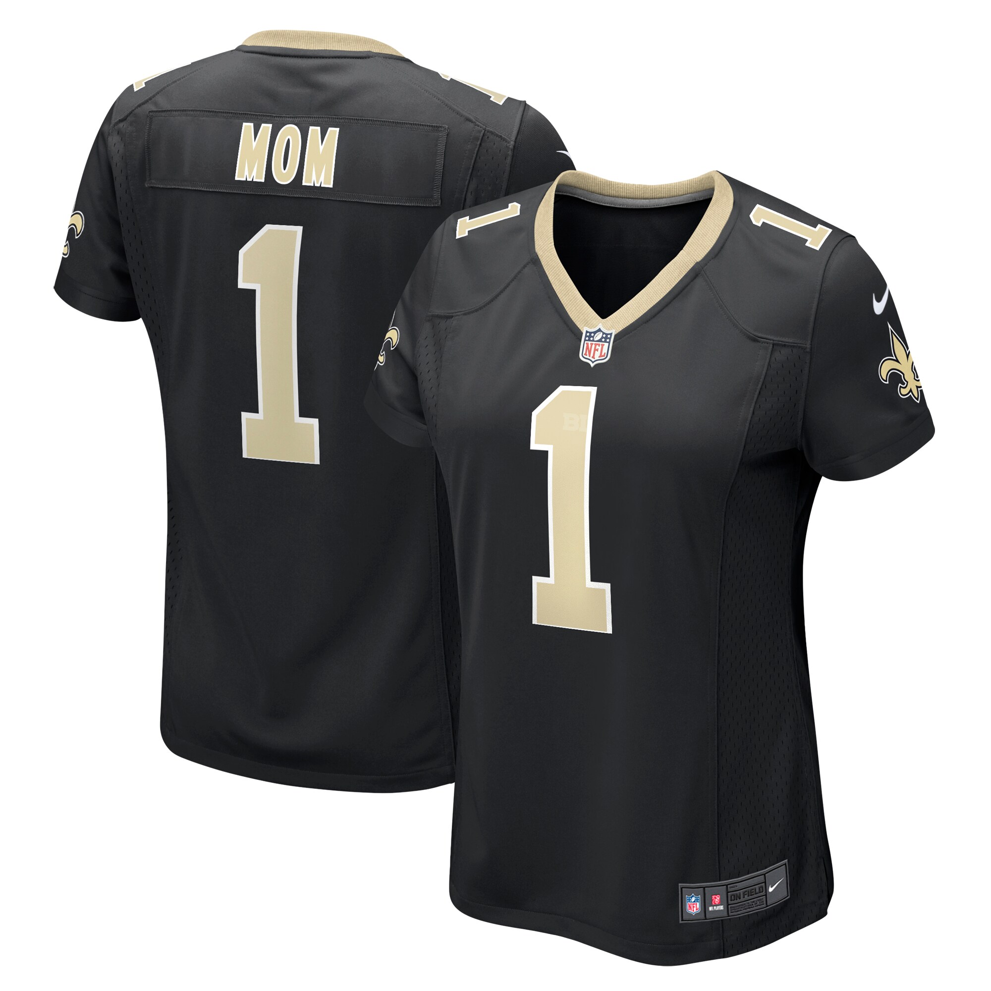 Number 1 Mom New Orleans Saints Women's Game Jersey - Black