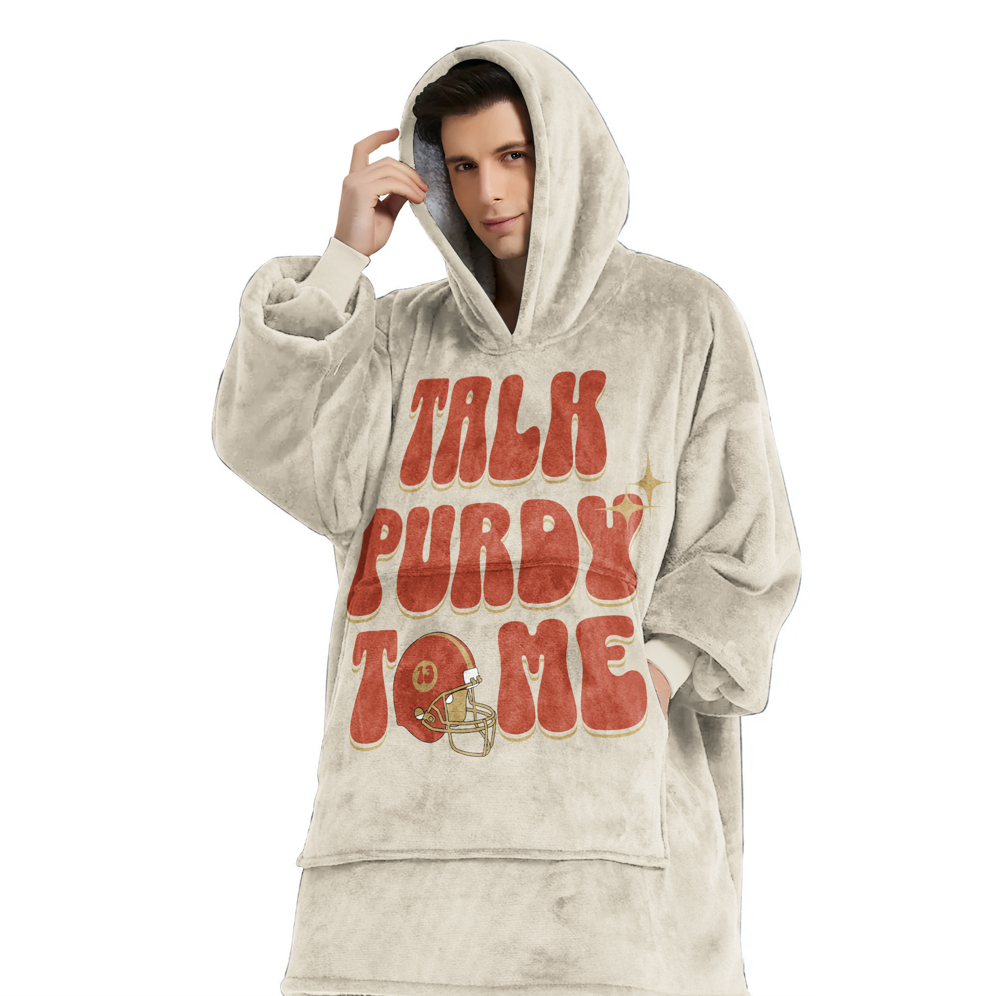 Adult Talk Purdy To Me 13 San Francisco 49ers Football Unisex Blanket Hoodie