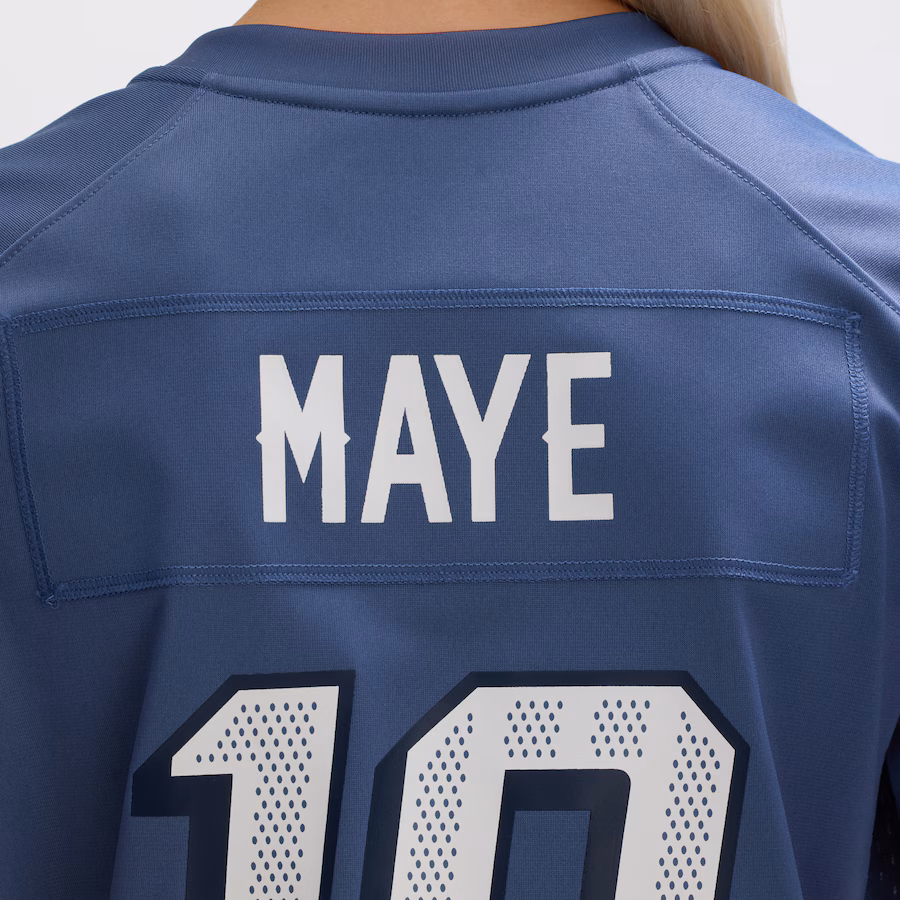 Drake Maye #10 New England Patriots Women's 2025 Rivalries Collection Game Jersey - Storm Blue