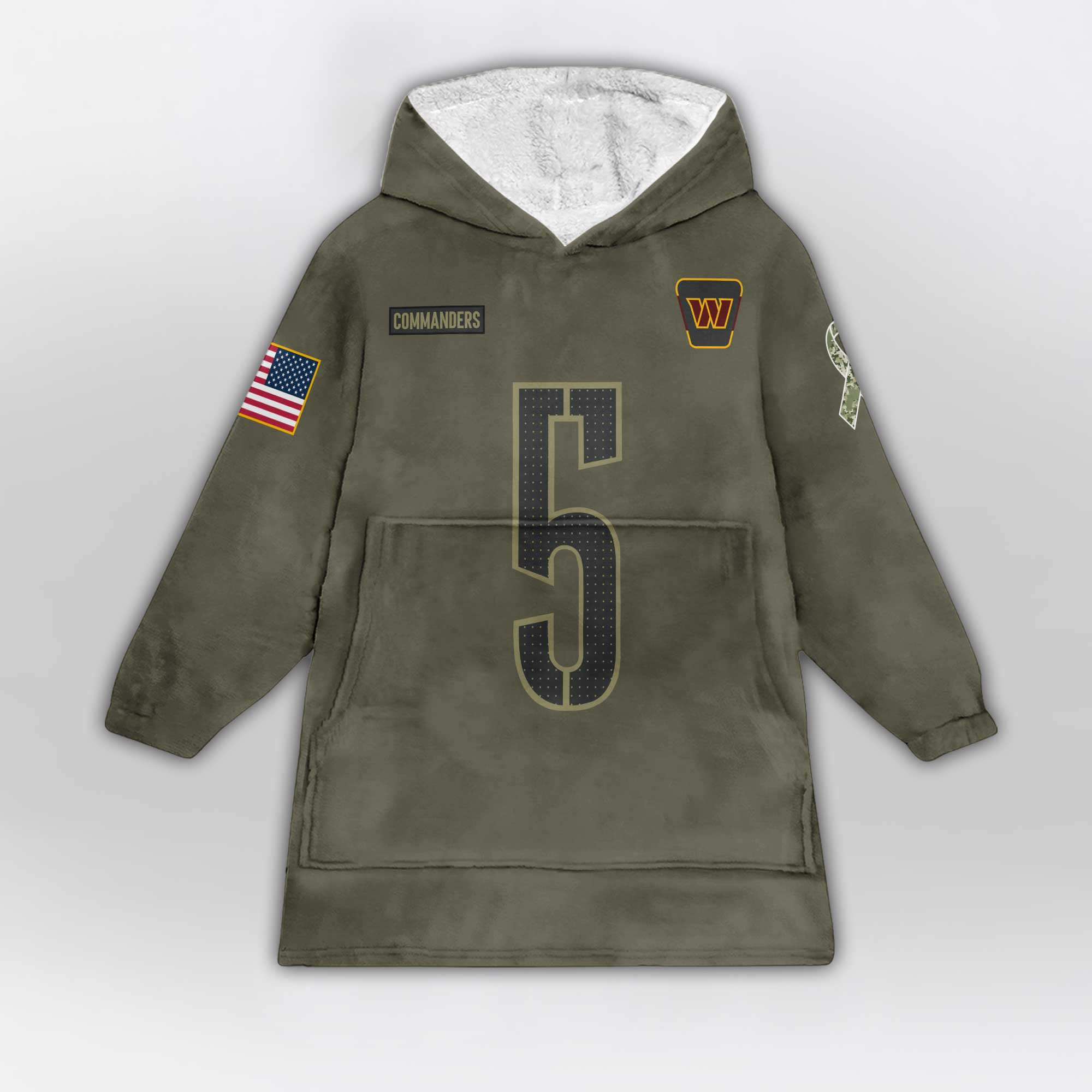 Army J.D 5 Washington Football Unisex Blanket Hoodie