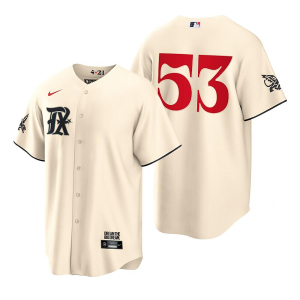 Men's Texas Rangers #53 Adolis Garcia  Cream 2023 City Connect Cool Base Player MLB Jersey