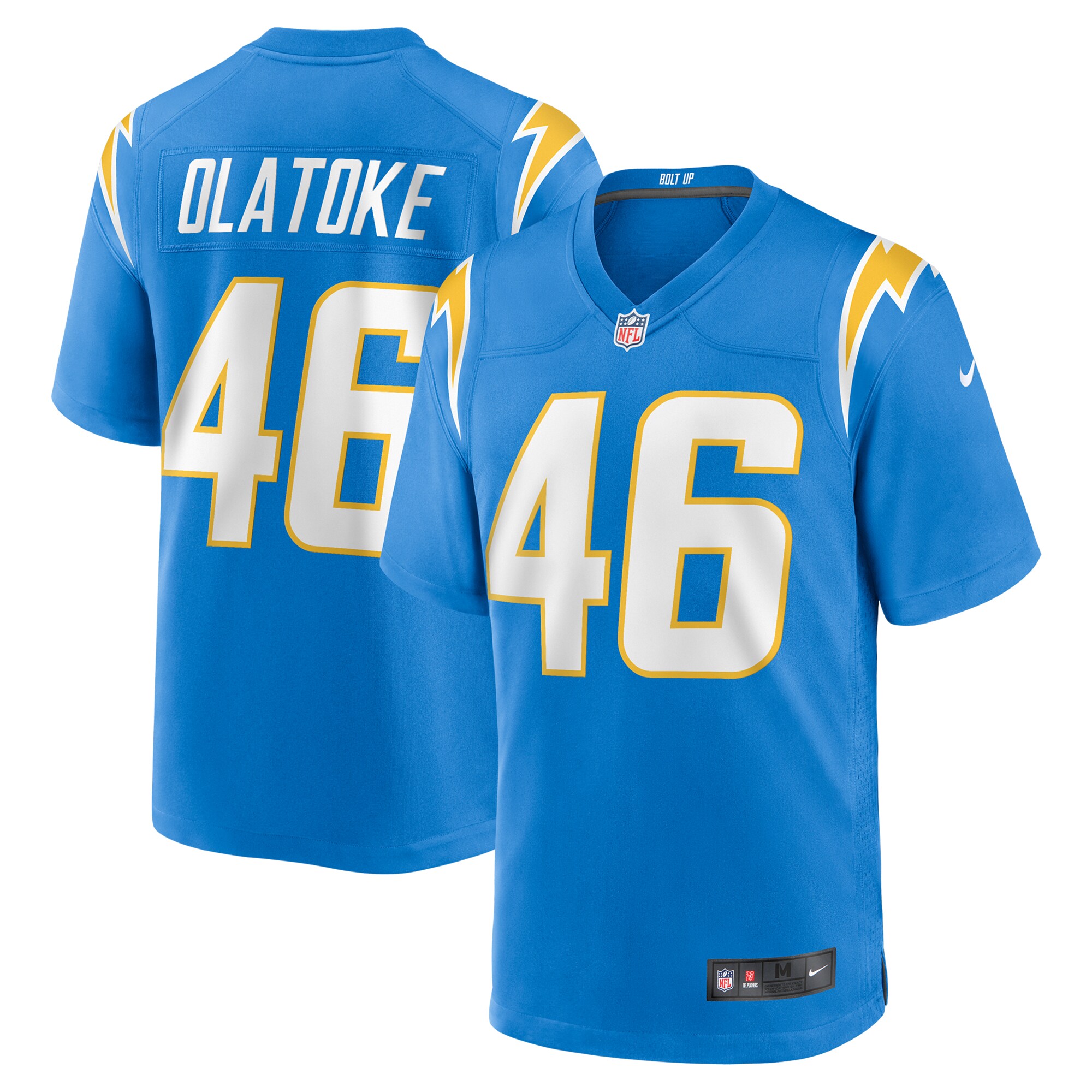 Praise Olatoke Los Angeles Chargers Team Game Jersey -  Powder Blue