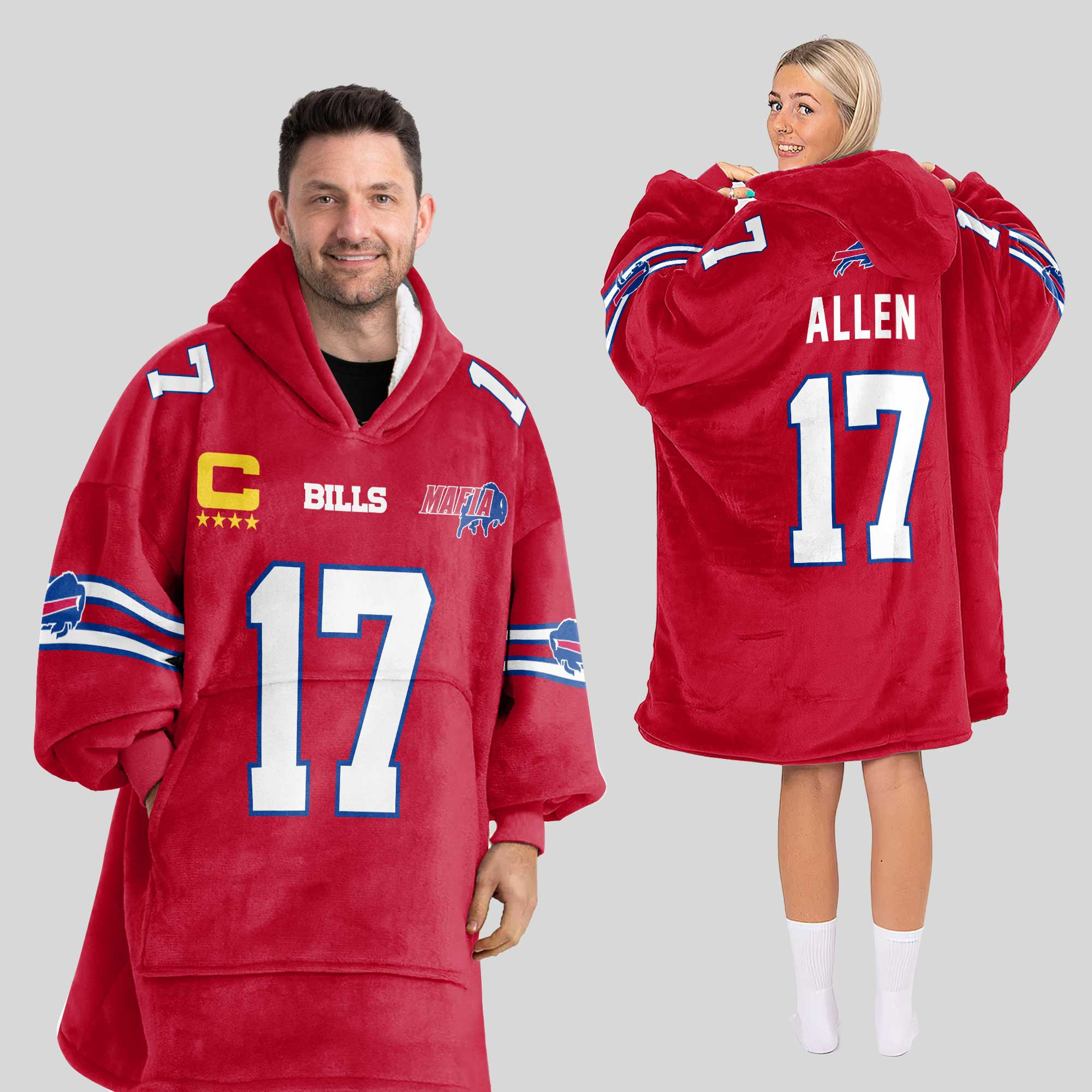 Adult Mafia J.A 17 Buffalo Football Unisex Blanket Hoodie