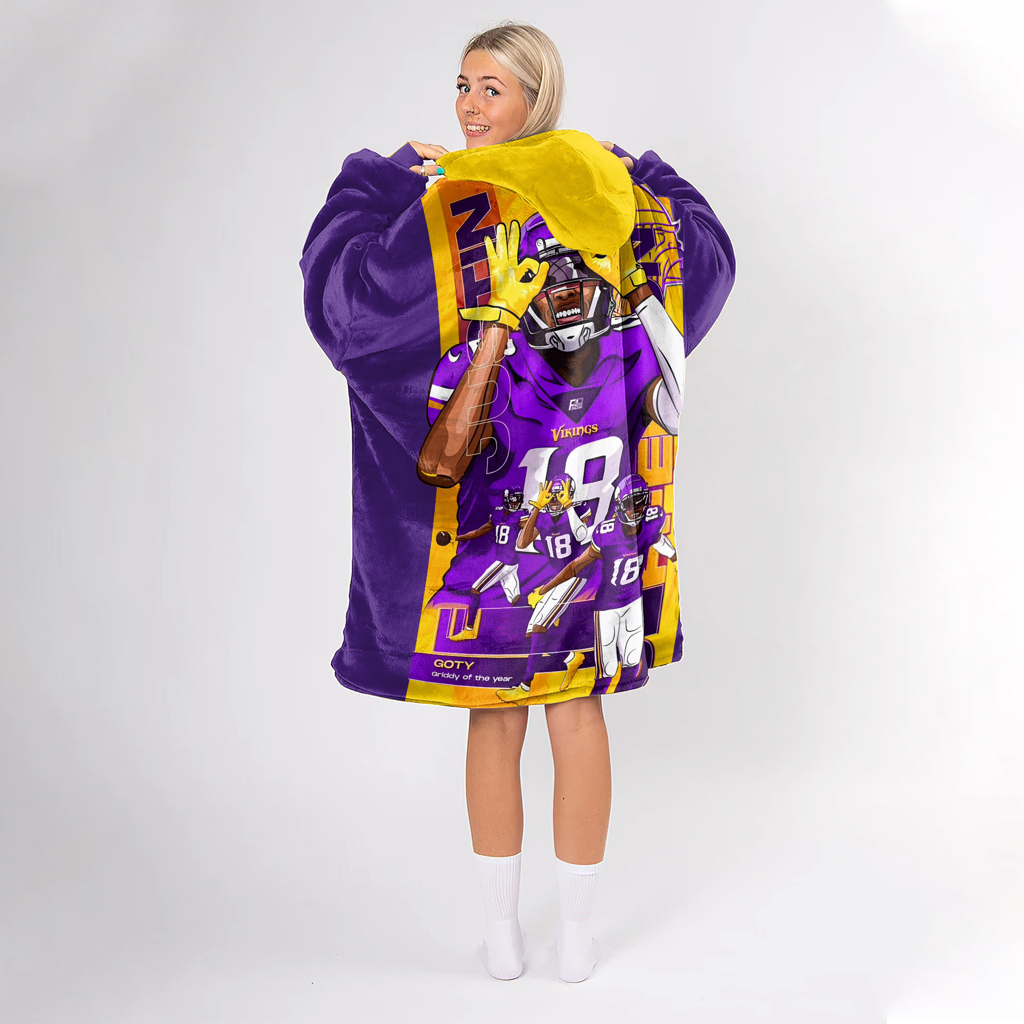 Adult JJ 18 Minnesota Football Unisex Blanket Hoodie