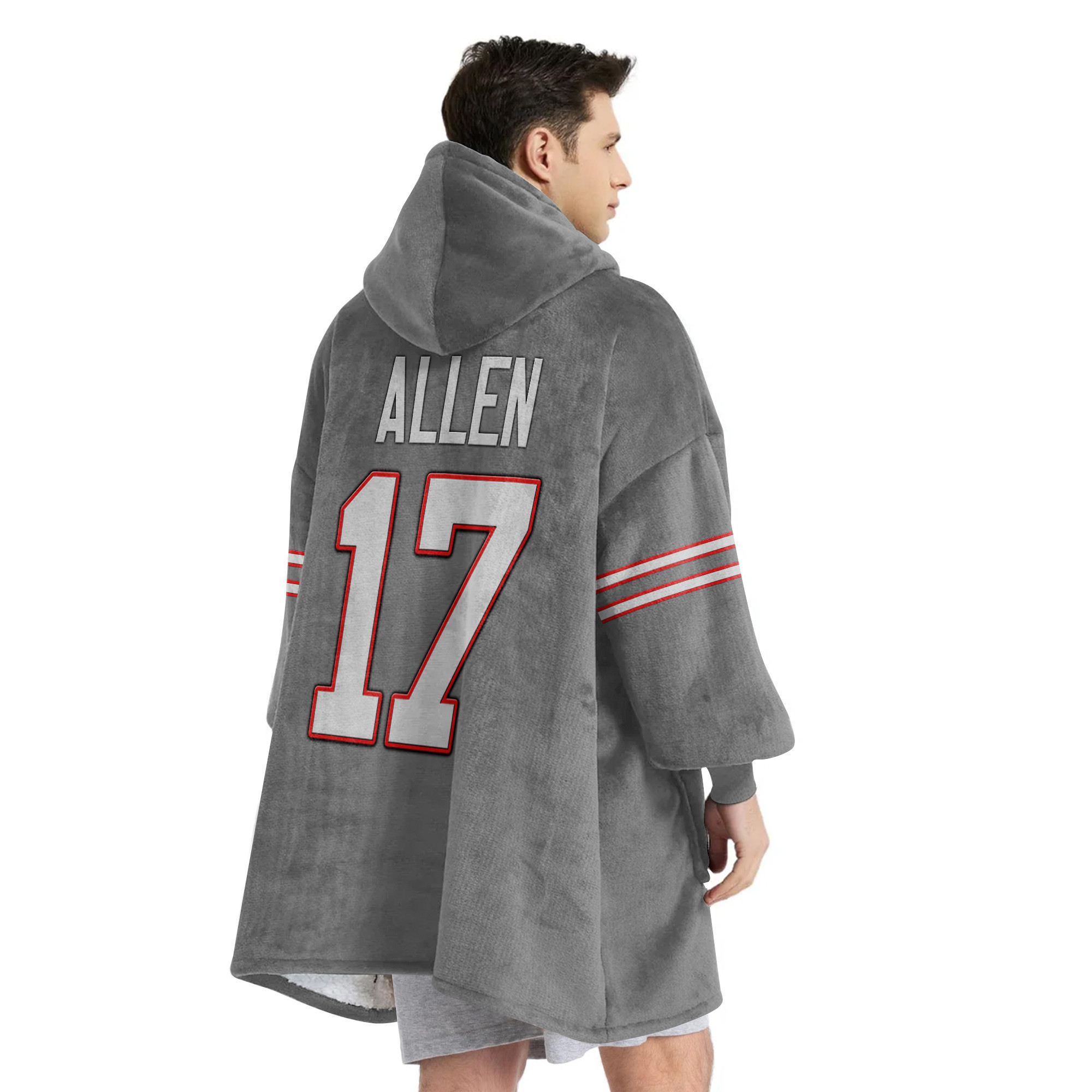 Adult 17 Buffalo Football Unisex Blanket Hoodie