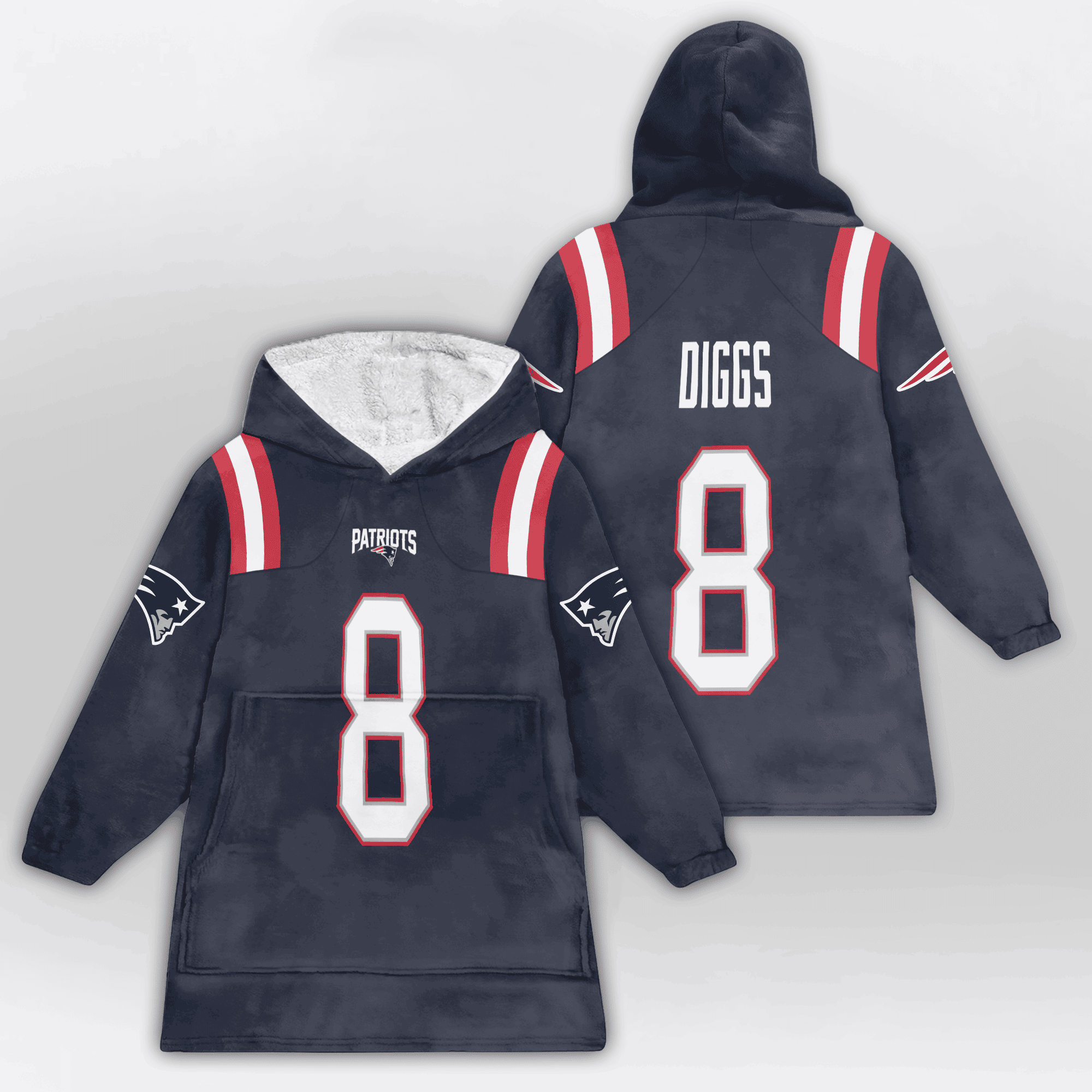 Kid 8 New England Football Unisex Blanket Hoodie