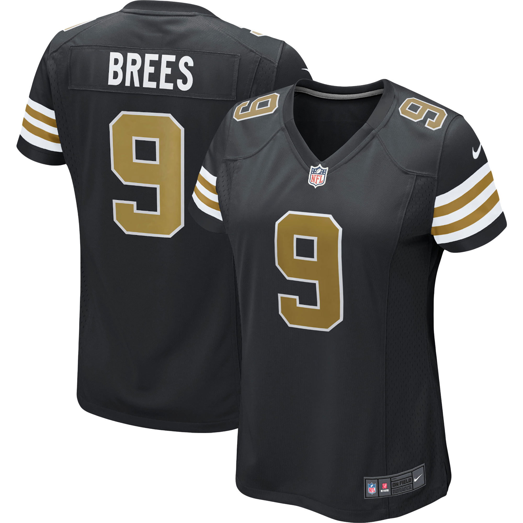 Drew Brees New Orleans Saints Women's Alternate Game Jersey - Black