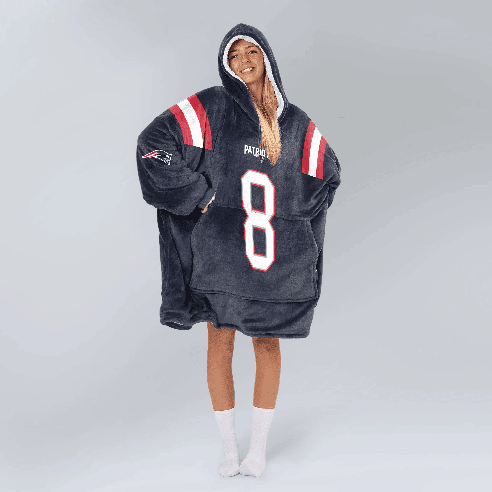 Adult 8 New England Football Unisex Blanket Hoodie