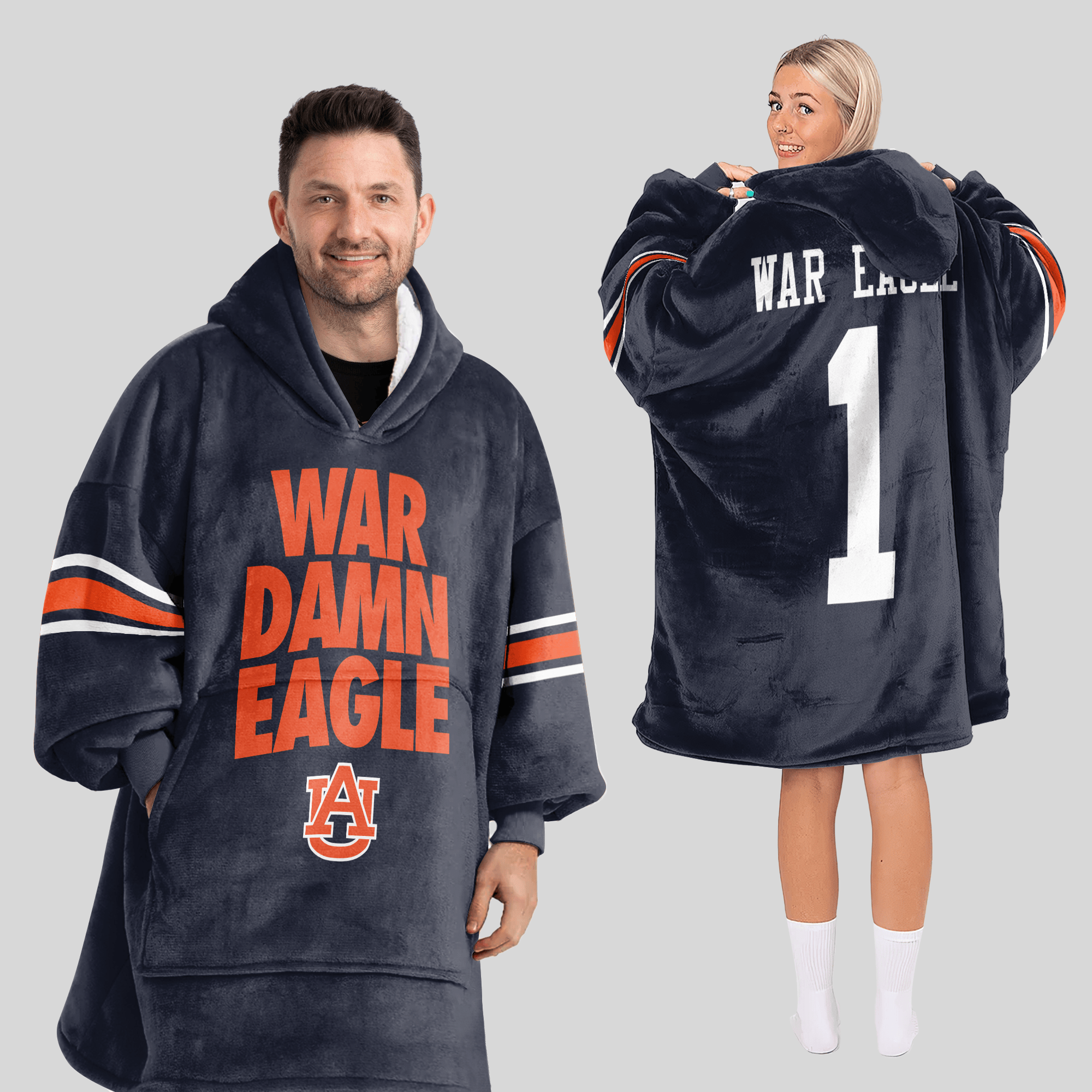 Adult #1 Auburn Football Unisex Blanket Hoodie