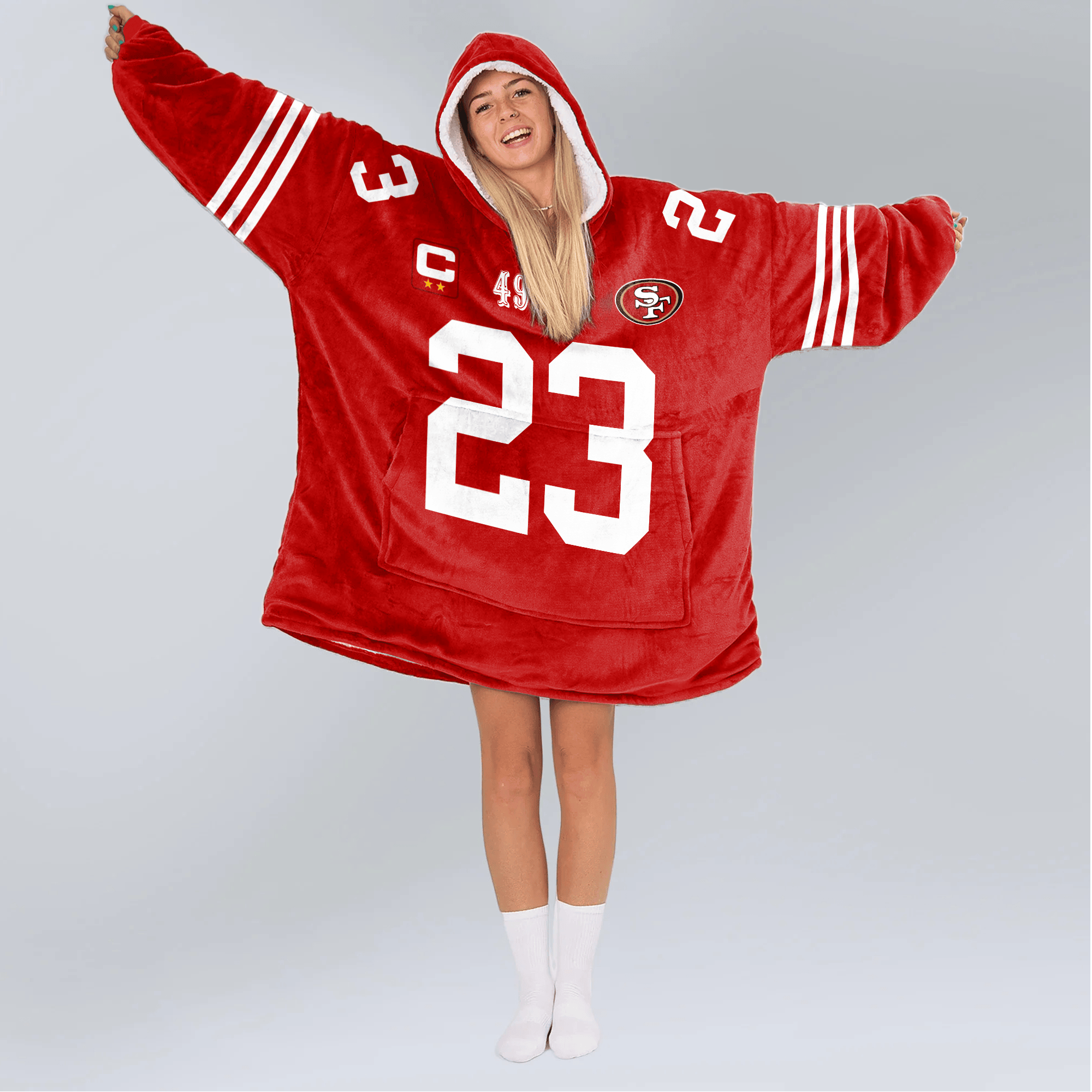 Adult C.M 23 Captain San Francisco 49ers Football Unisex Blanket Hoodie
