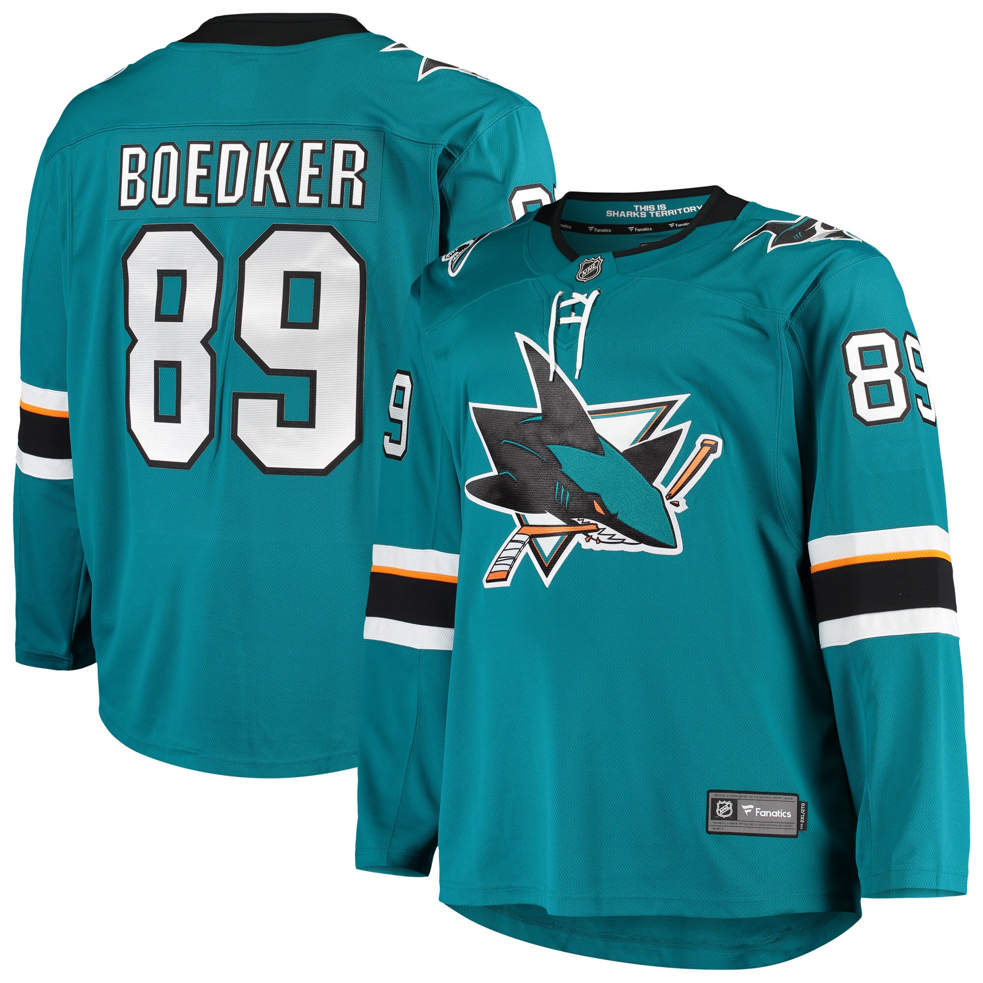 Mikkel Boedker San Jose Sharks Breakaway Home Player Jersey - Teal