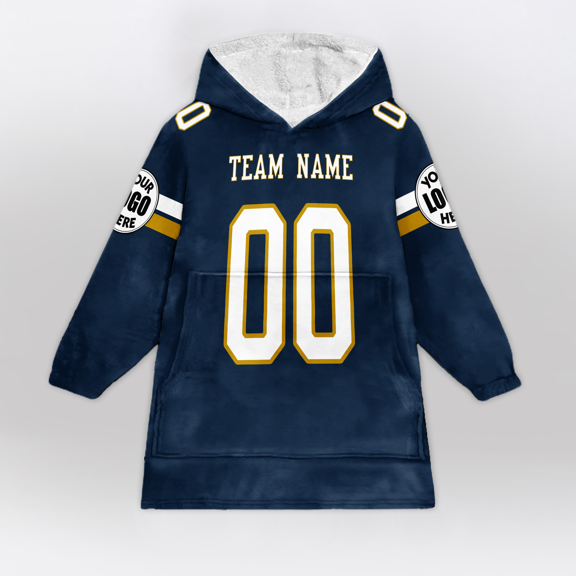 Adult Custom Blanket Hoodie Notre Dame Inspired Color