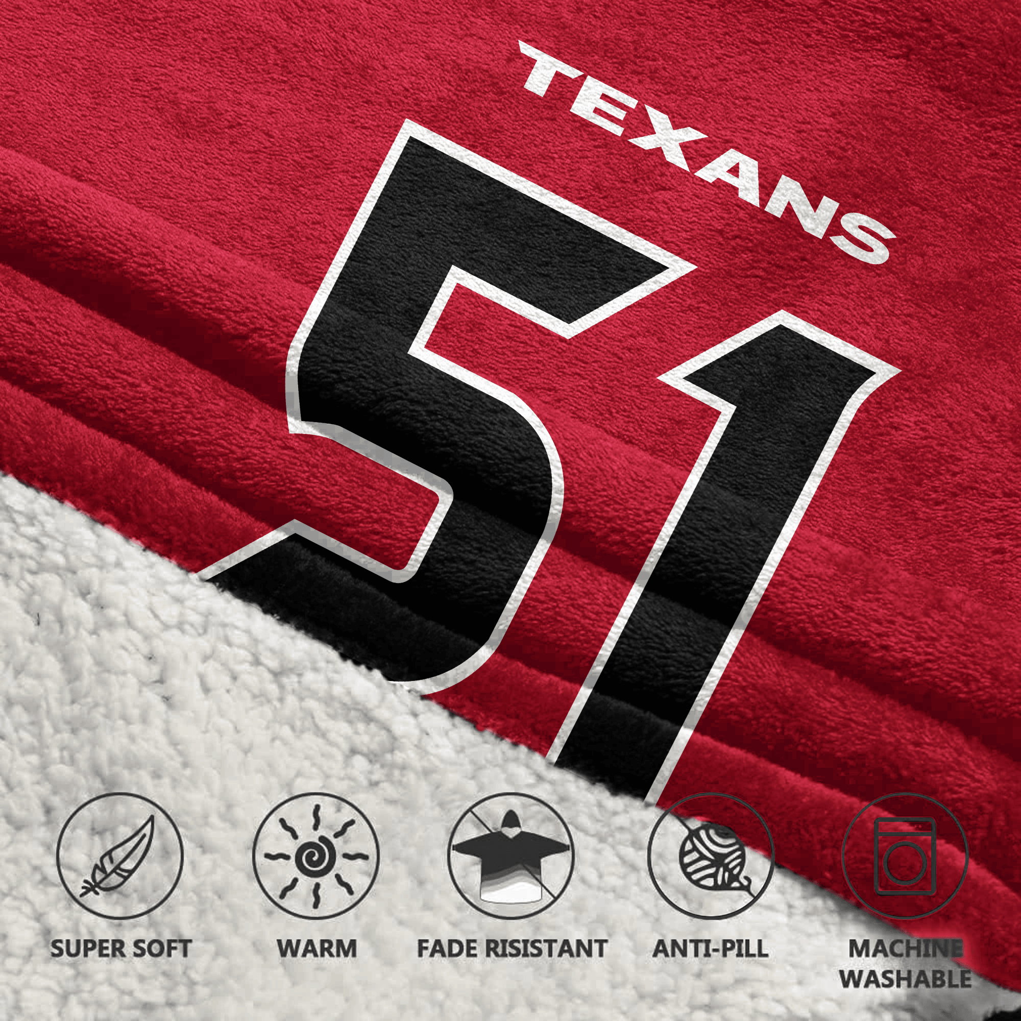 Adult W.A 51 Houston Football Unisex Blanket Hoodie