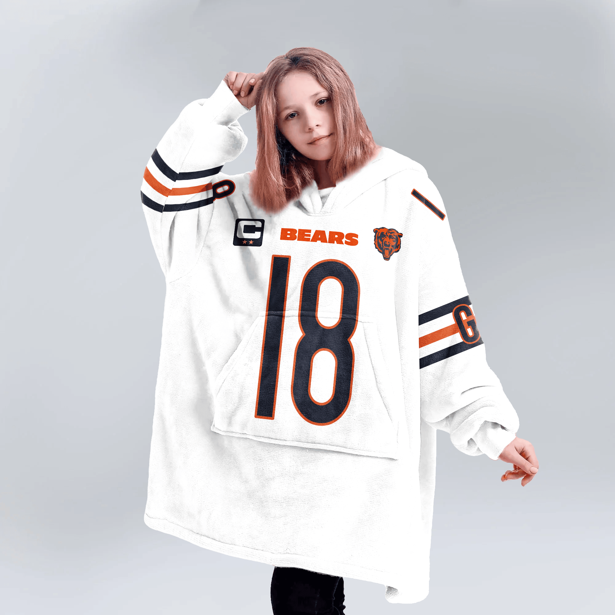 Kid C.W 18 Captain Chicago Football Unisex Blanket Hoodie