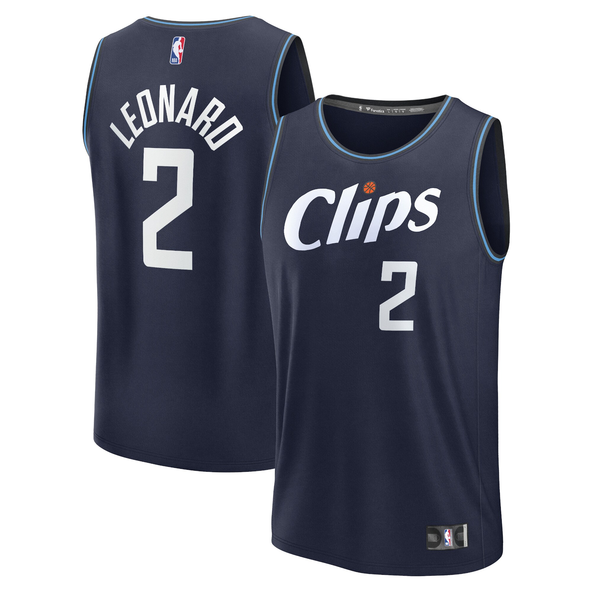 Unisex LA Clippers Kawhi Leonard  Navy 2023/24 Fast Break Jersey - City Edition