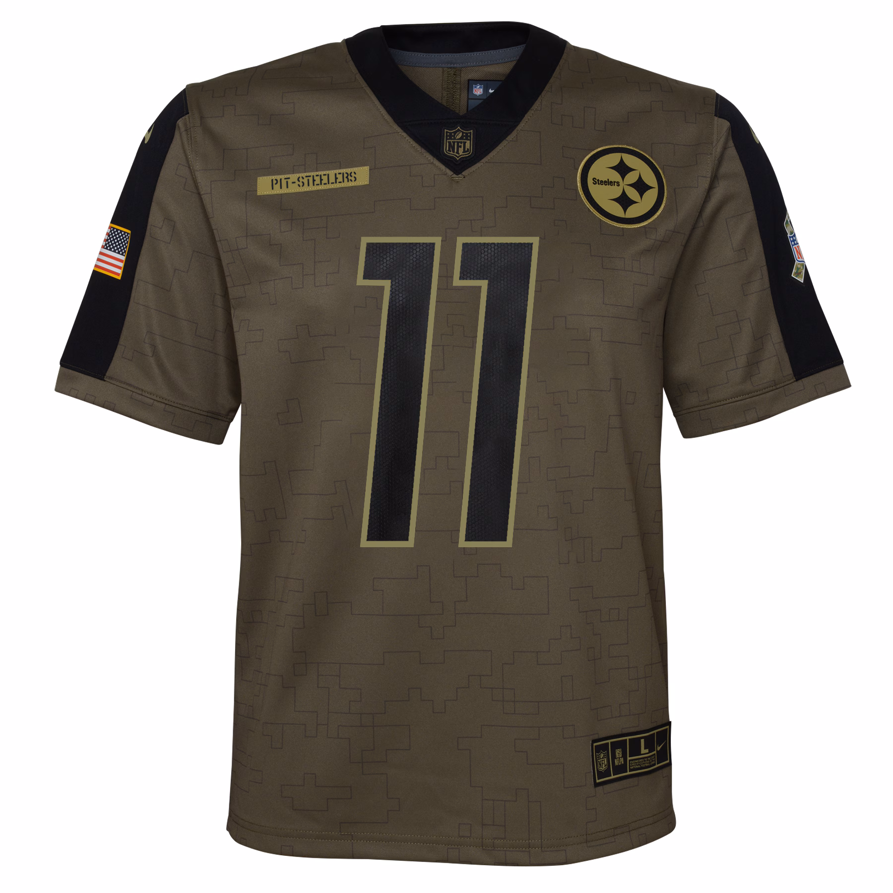 Chase Claypool Pittsburgh Steelers Youth 2021 Salute To Service Game Jersey - Olive