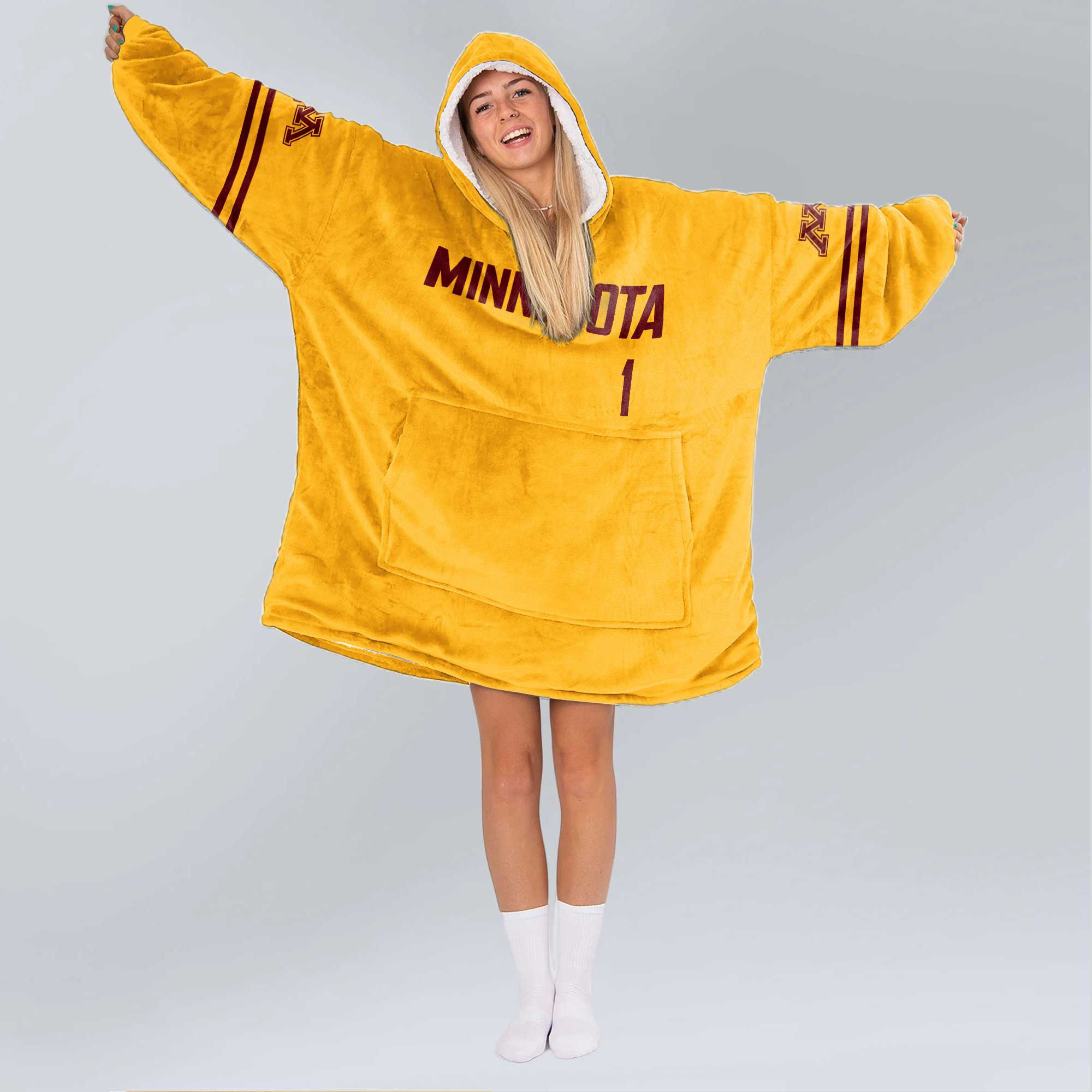 Adult 1 Minnesota Football Unisex Blanket Hoodie