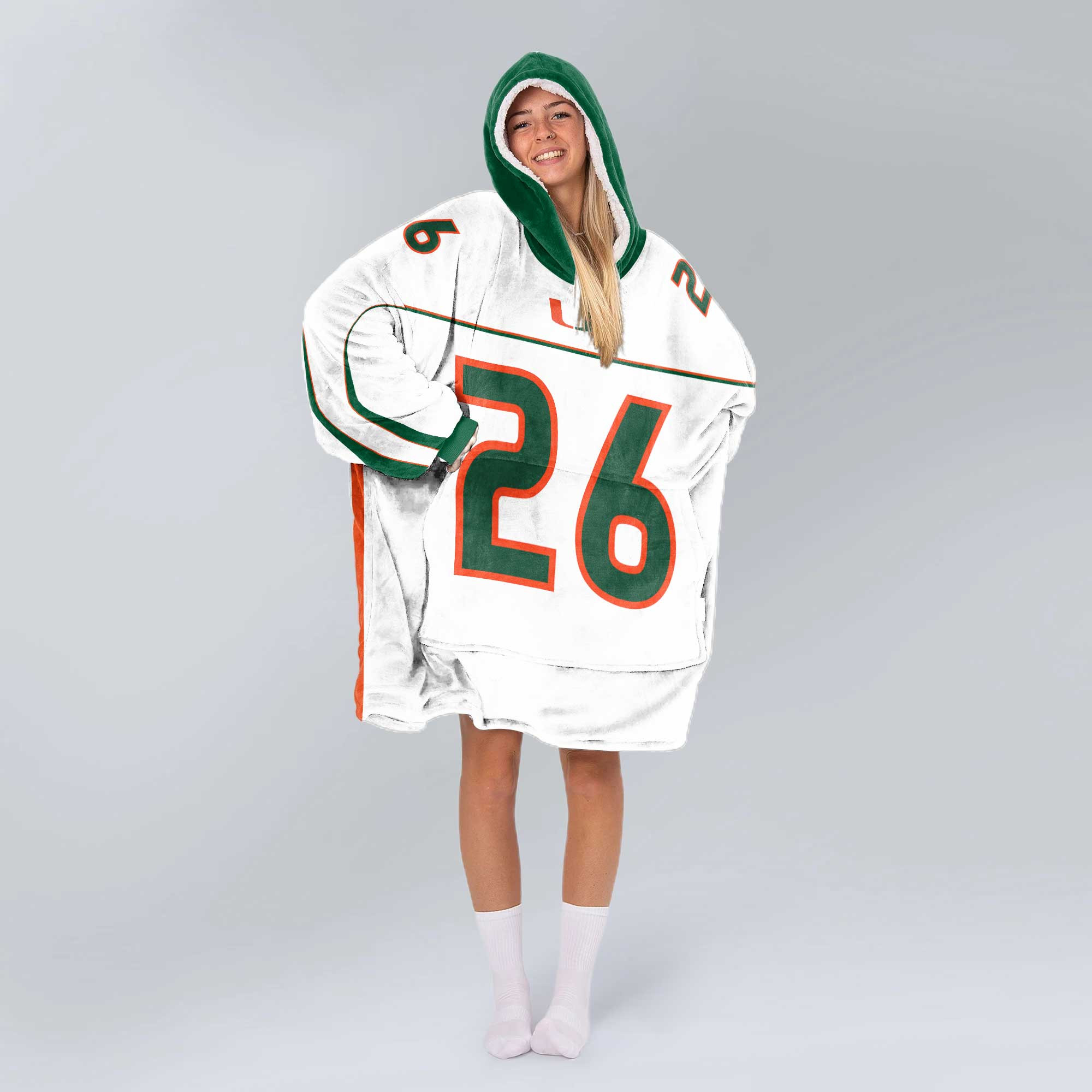Adult 26 Miami Football Unisex Blanket Hoodie