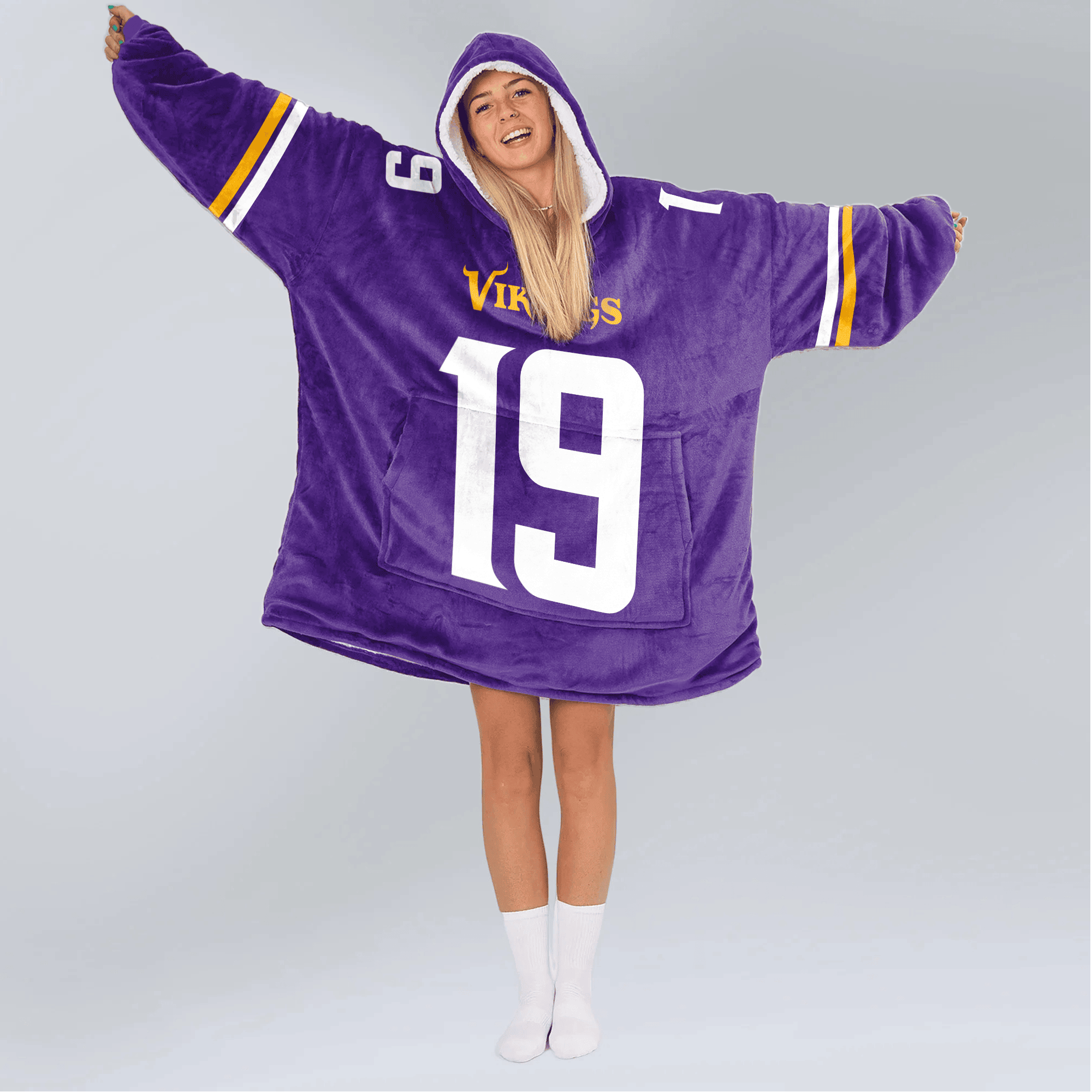 Adult 19 Minnesota Football Unisex Blanket Hoodie