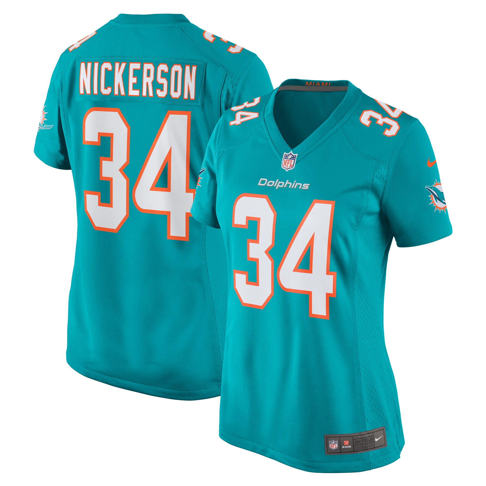 Parry Nickerson Miami Dolphins Women's Team Game Jersey -  Aqua