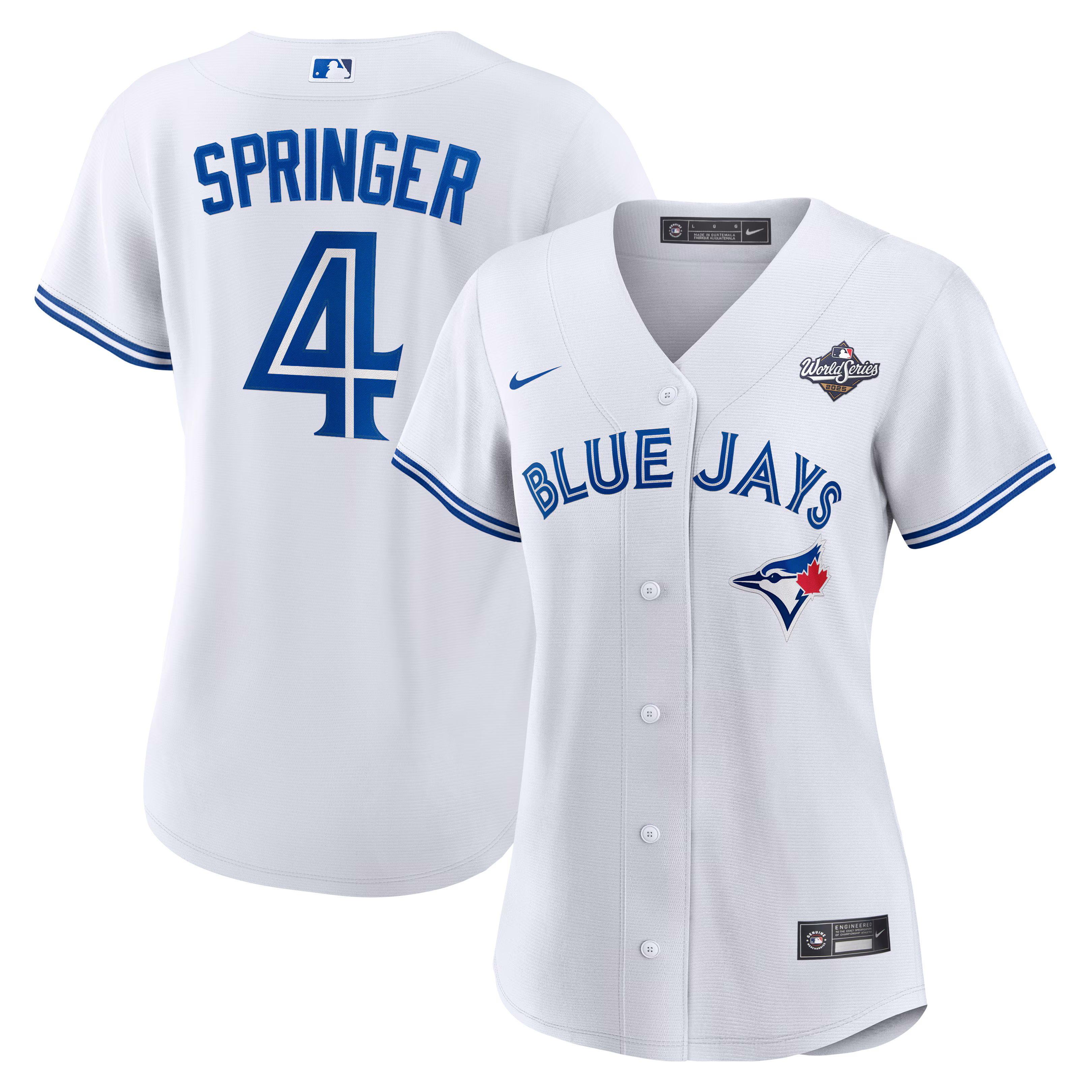 George Springer #4 Toronto Blue Jays Women's 2025 World Series Home Replica Player Jersey - White