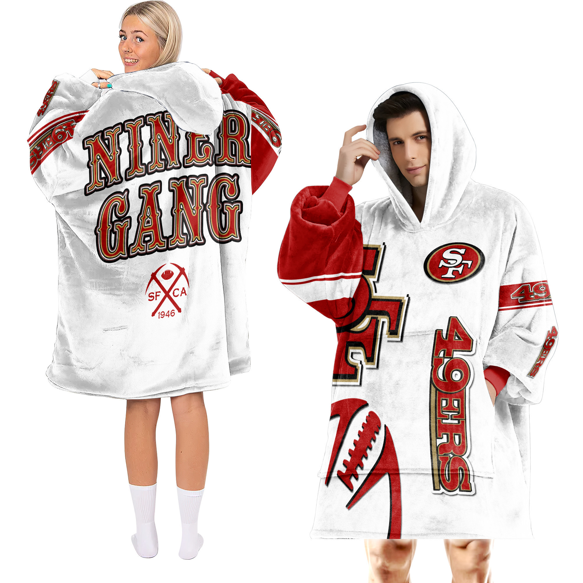Adult San Francisco 49ers Football Unisex Blanket Hoodie
