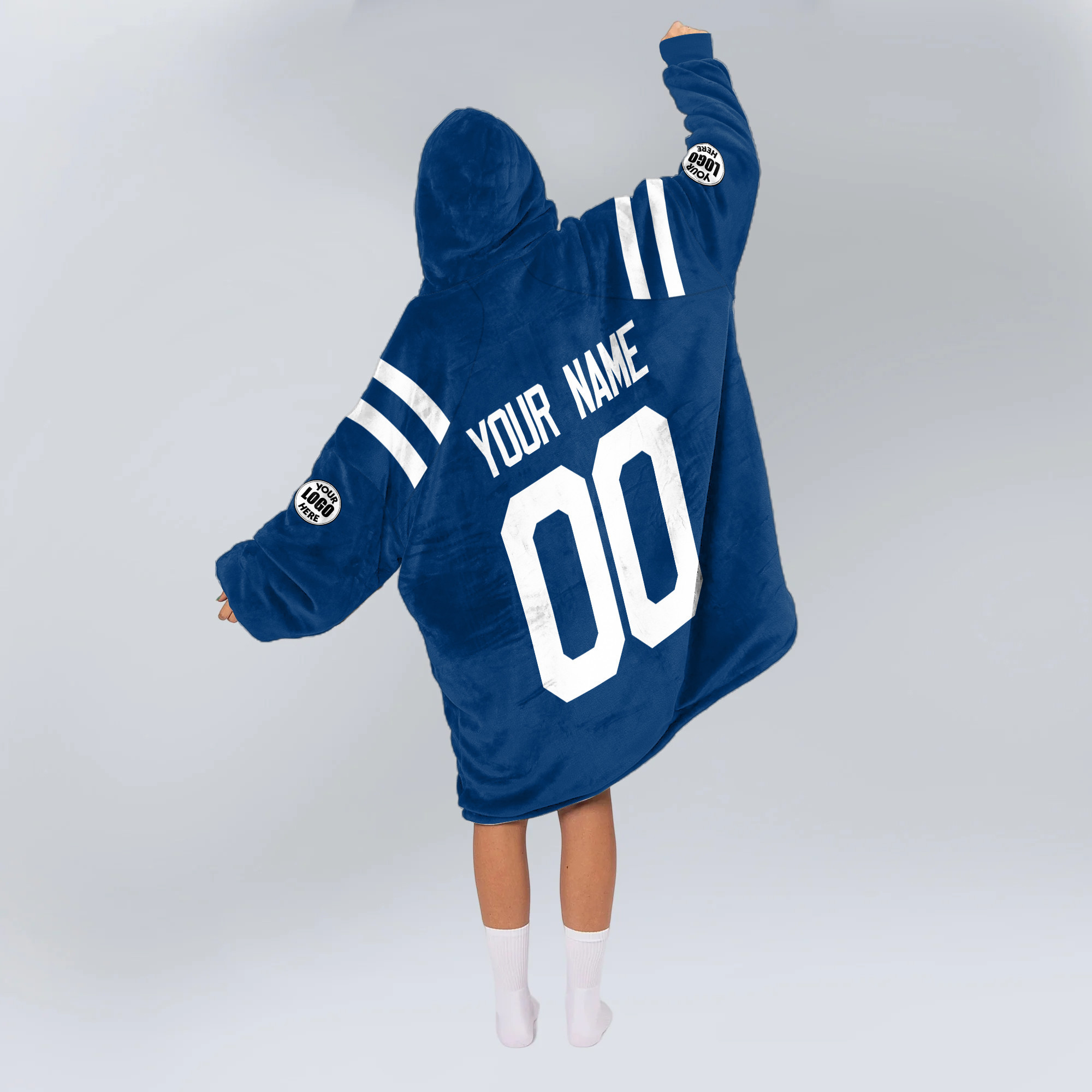 Adult Custom Blanket Hoodie Indianapolis Inspired Color